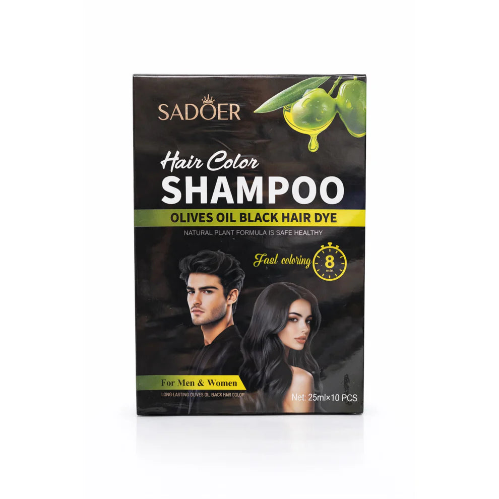 Șampon Colorant fire albe cu ulei de măsline – Nuanță intensă de negru 25 ml x 10