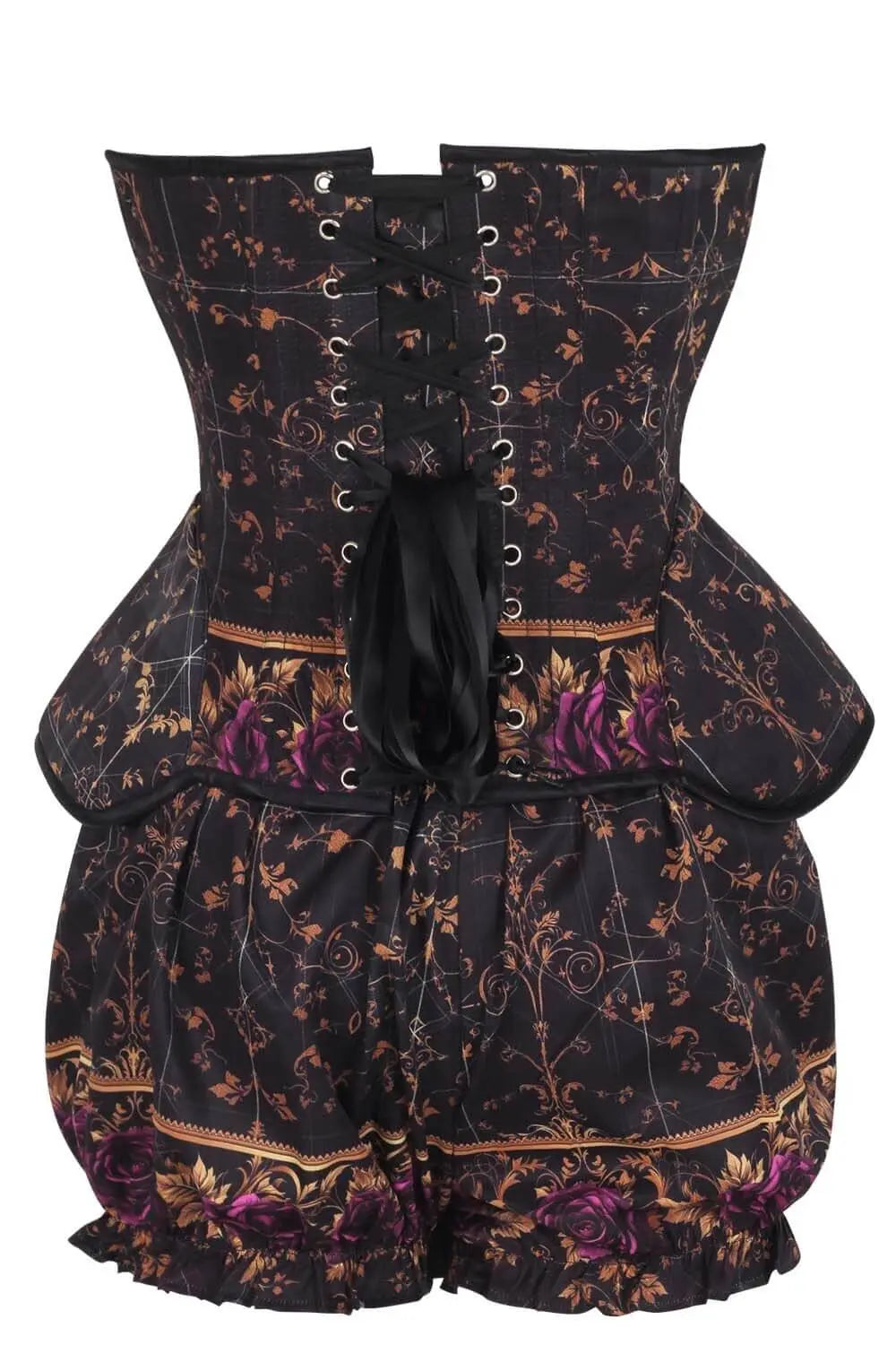 Kaylanne Baroque Noir Rosenkorsett & Puffshorts Set – Anspruchsvolle Eleganz mit barocken Einflüssen