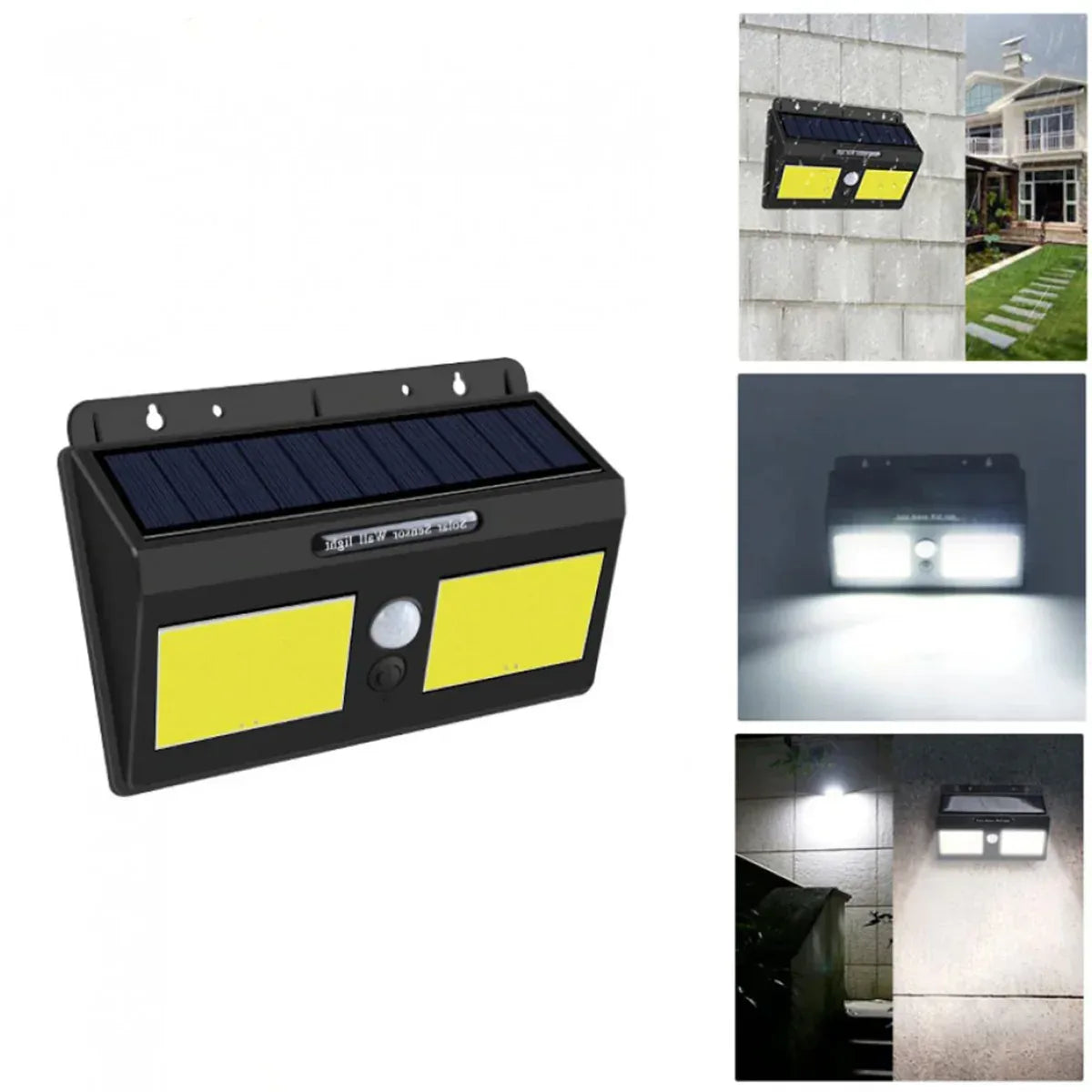Lampă solară LED COB cu senzor de mișcare PIR – putere mare și autonomie extinsă
