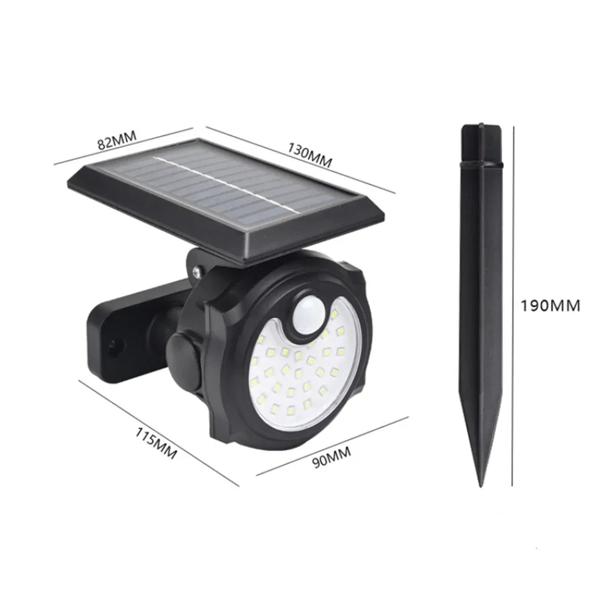 Lampa solara, cu senzor de miscare, lumina LED, acumulator, Naimeed, 26 LED-uri