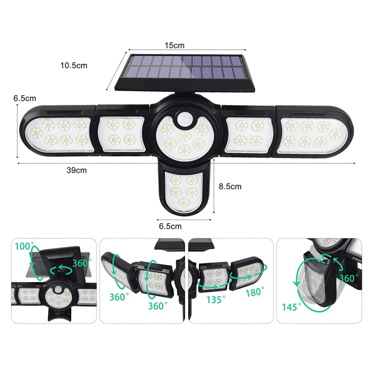 Lampa solara, cu senzor de miscare, lumina LED, acumulator, Naimeed , 198 LED-uri