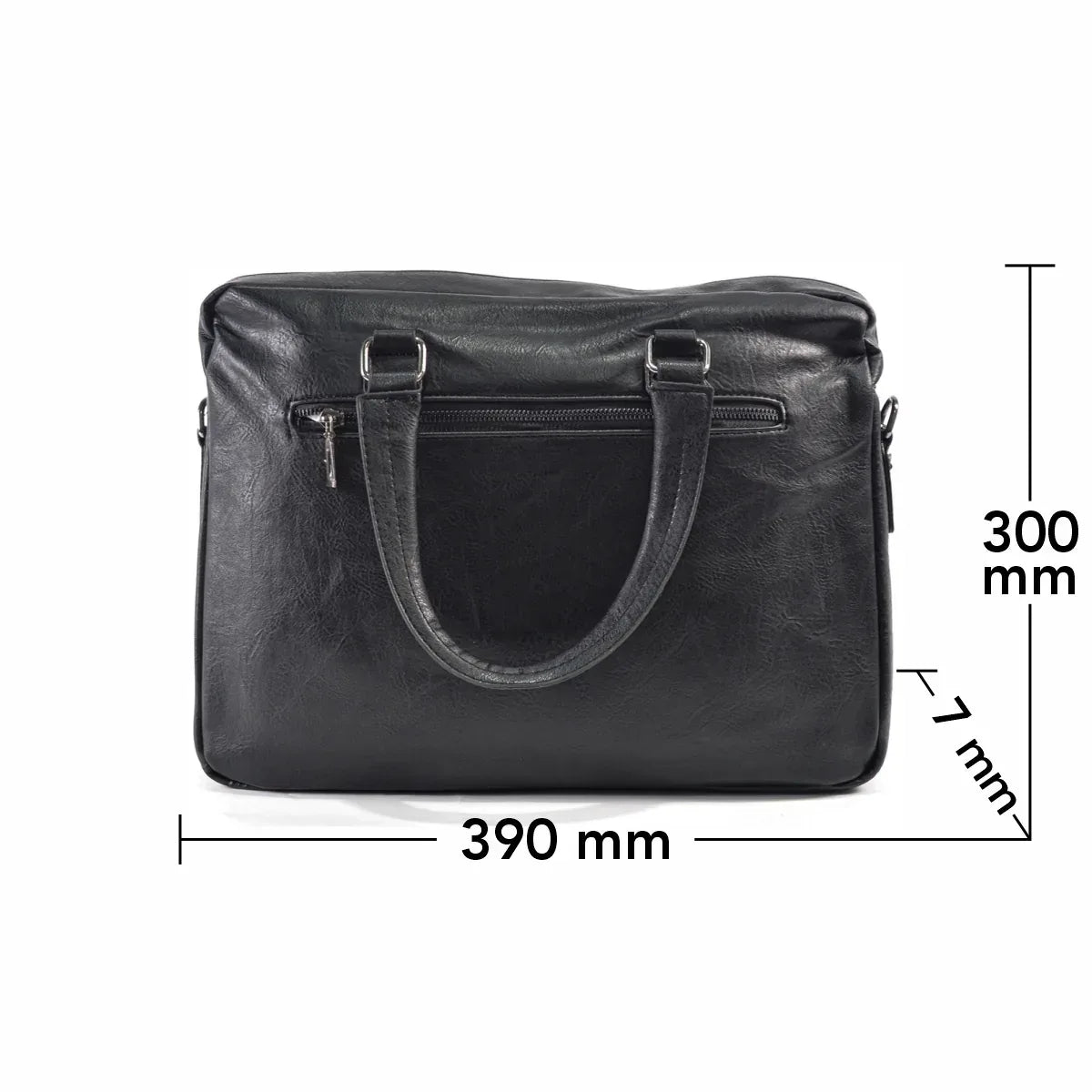 Servieta barbati, piele ecologica, Naimeed, Companion, Negru, 39x7x30cm