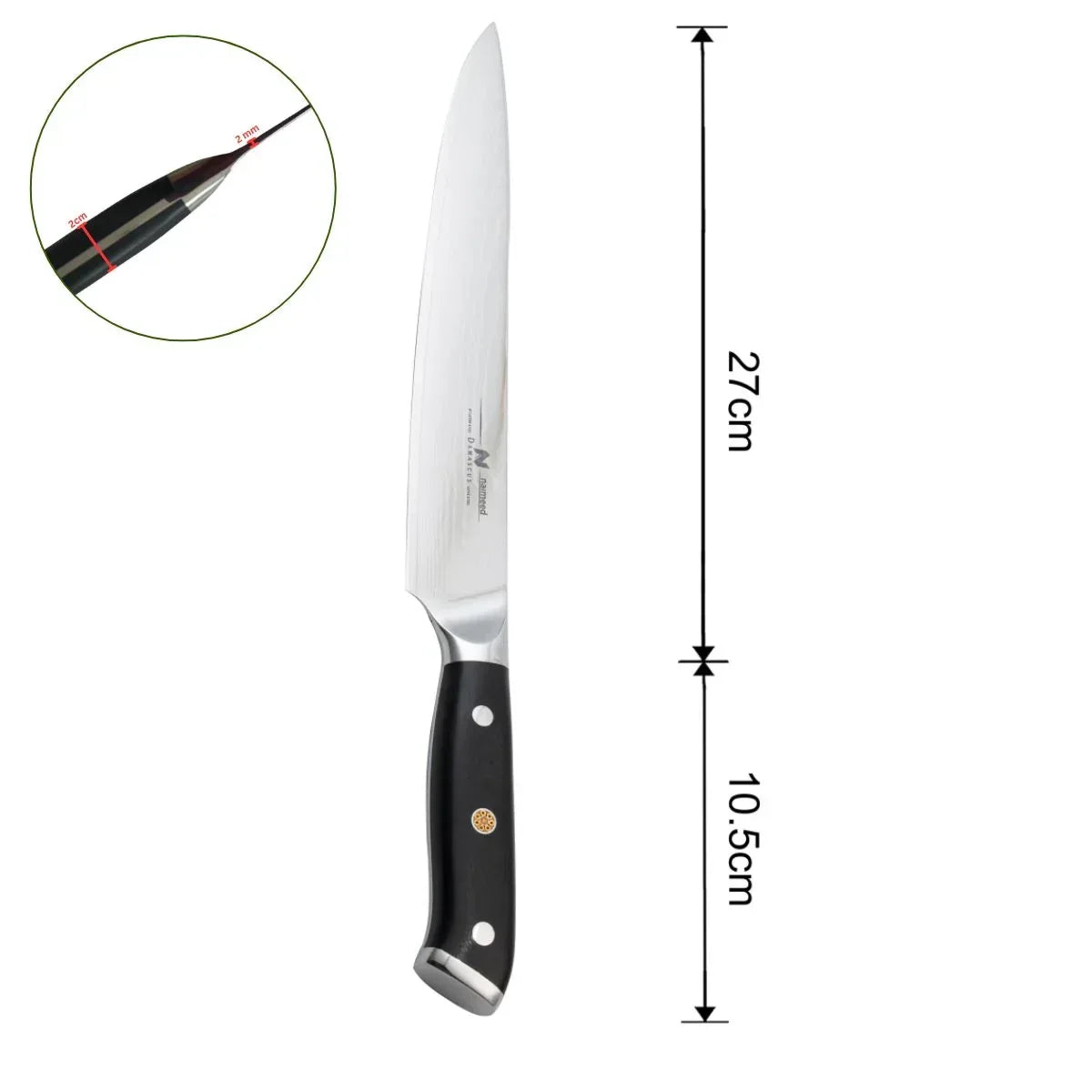 Cutit feliere, din otel Damascus, Naimeed, damasc 67 straturi, 37.5 cm, Negru