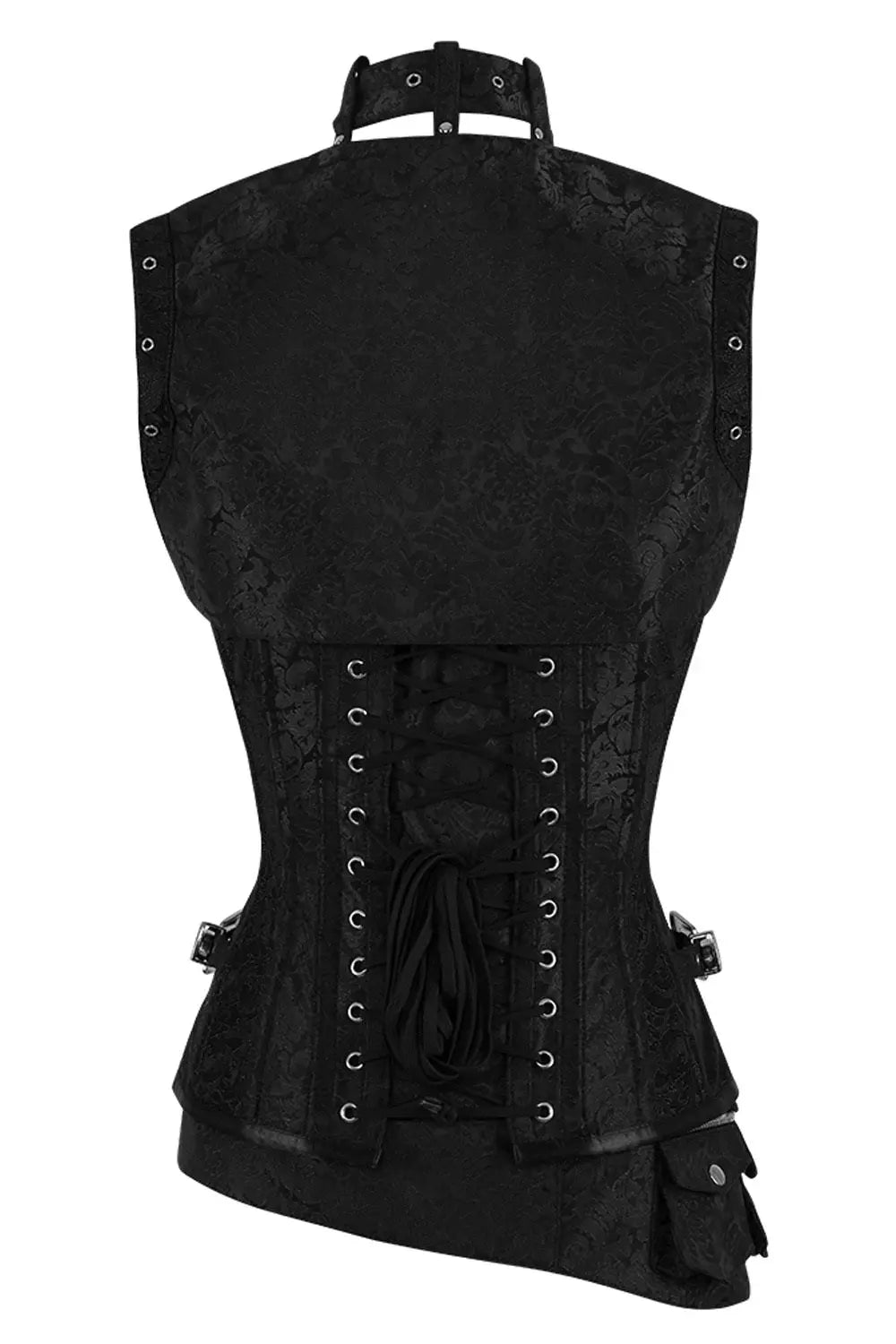 Corset Overbust Selene Negru Midnight din Brocart – Luxe Noir (SKU: K2410-20)
