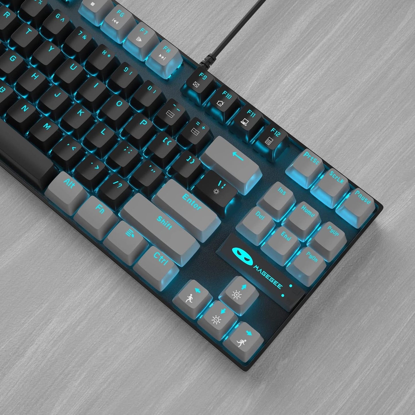 Tastatura Mecanica Gaming MageGee, Red Switch, 75%, iluminare LED, Negru / Gri