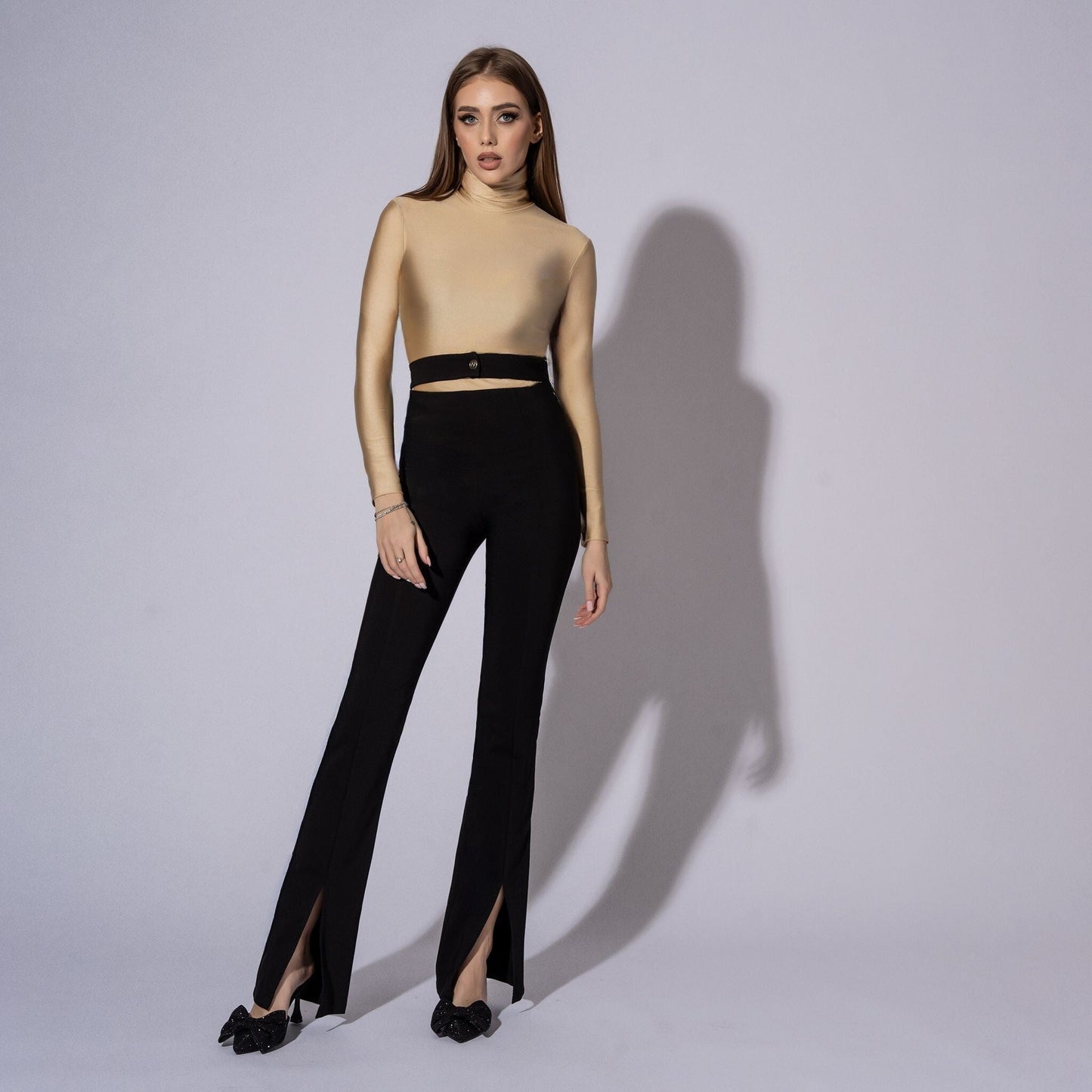 Pantaloni dama tip pana, eleganti, cu talie inalta NoStress Negru