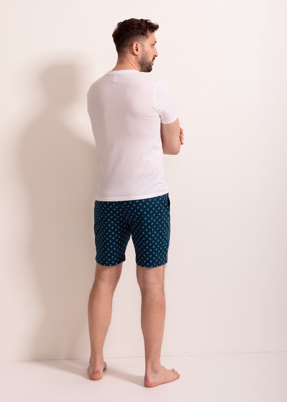 Pantaloni scurți bărbați – pantaloni comozi cu elastic și șnur în talie, cu buzunare laterale