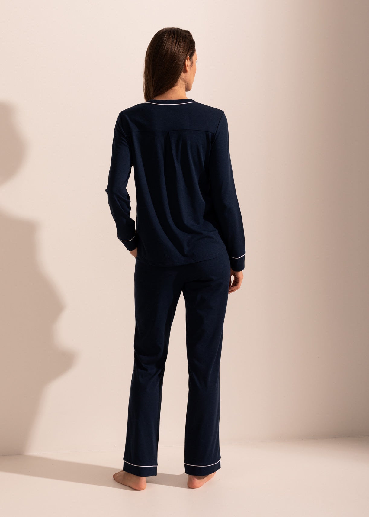 Pijama damă TENCEL™ – pijama confortabilă cu bluză cu nasturi și pantaloni lungi