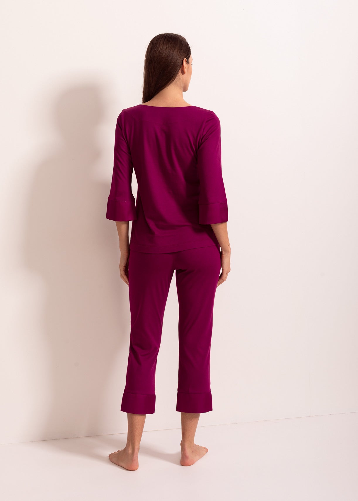 Pijama damă modal TENCEL™ – pijama confortabilă cu mâneci 3/4 și pantaloni lungi