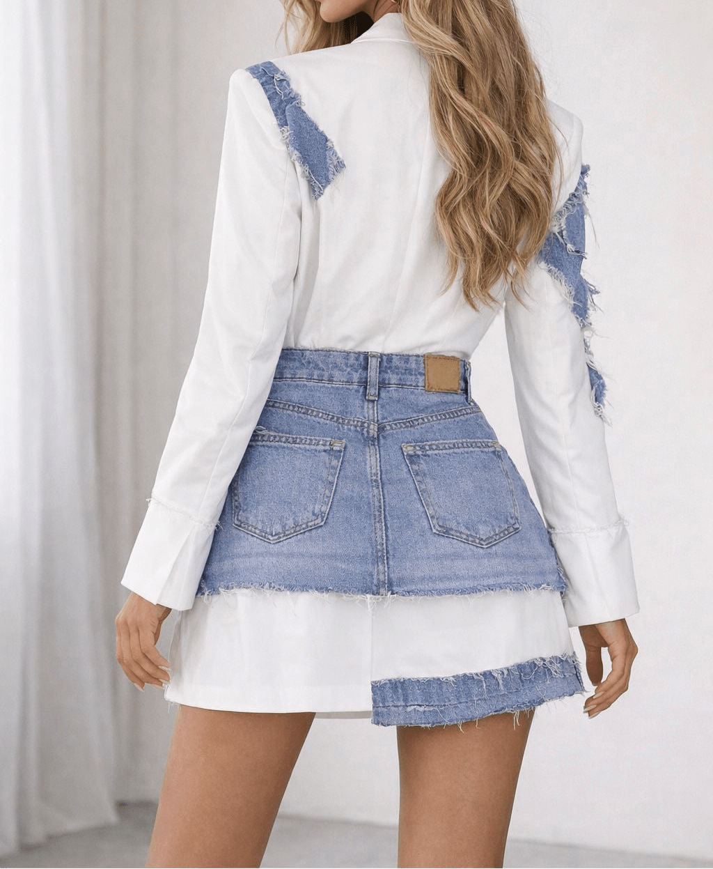 Sacou dama handmade cu fusta denim