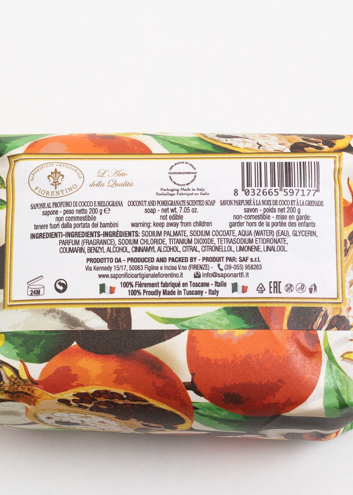 Săpun natural Fiorentino Cocos și Rodie Handmade – săpun artizanal hidratant, exotic și delicat