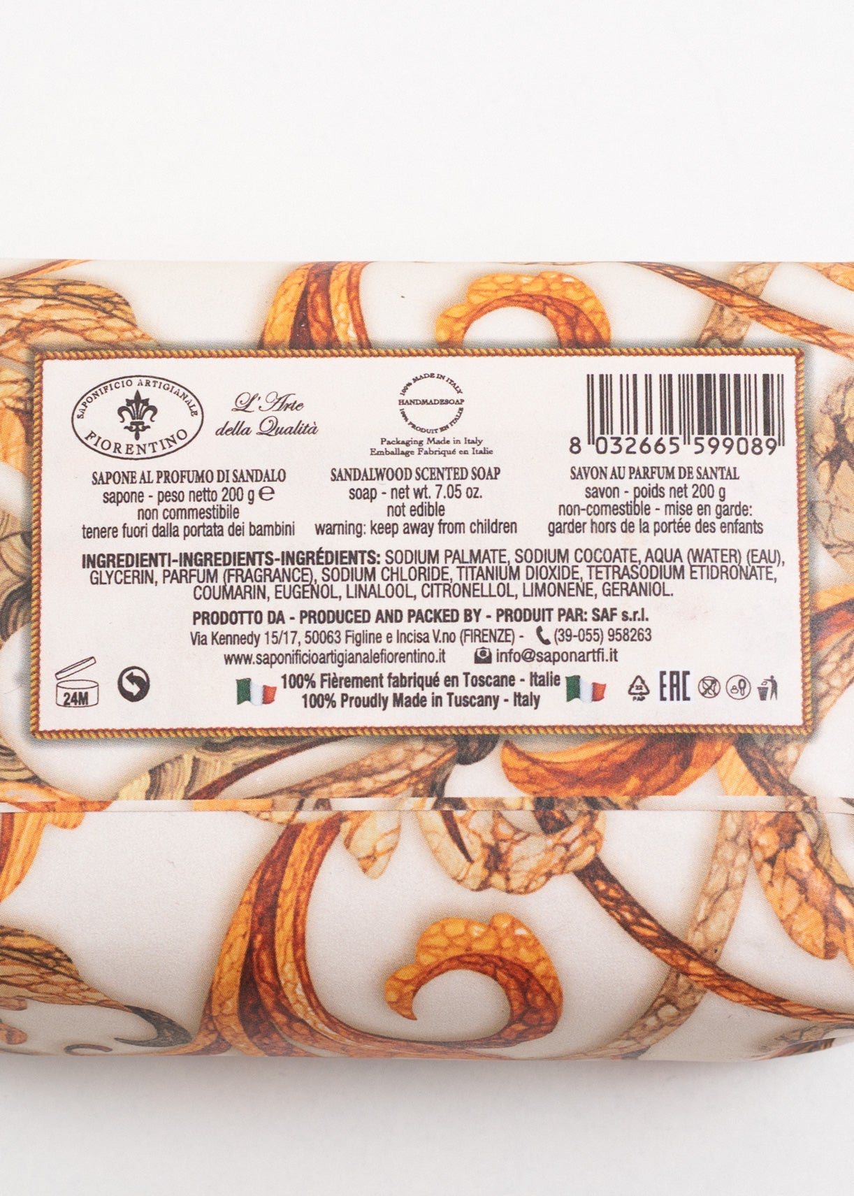Săpun natural Fiorentino Santal Handmade – săpun artizanal lemnos, calmant și hidratant