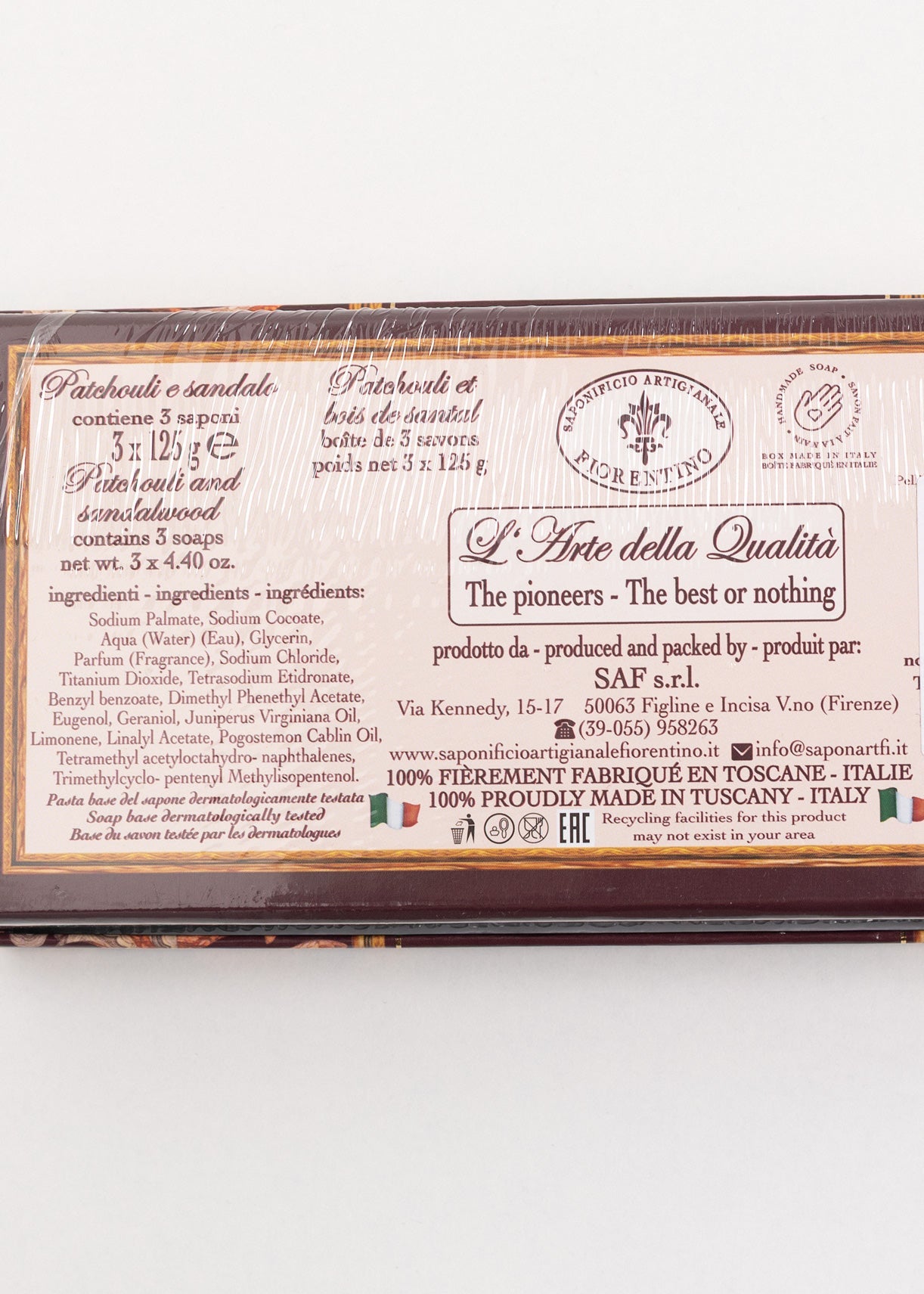 Săpun natural Fiorentino Santal și Patchouli Handmade – săpun artizanal lemnos, relaxant și hidratant