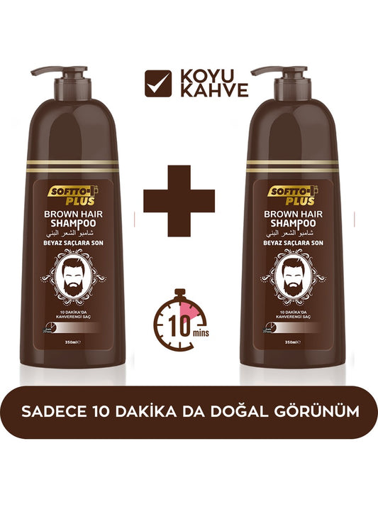 Șampon Brown Hair 350 ml x 2 – Colorare păr, acoperire fire albe, castaniu închis