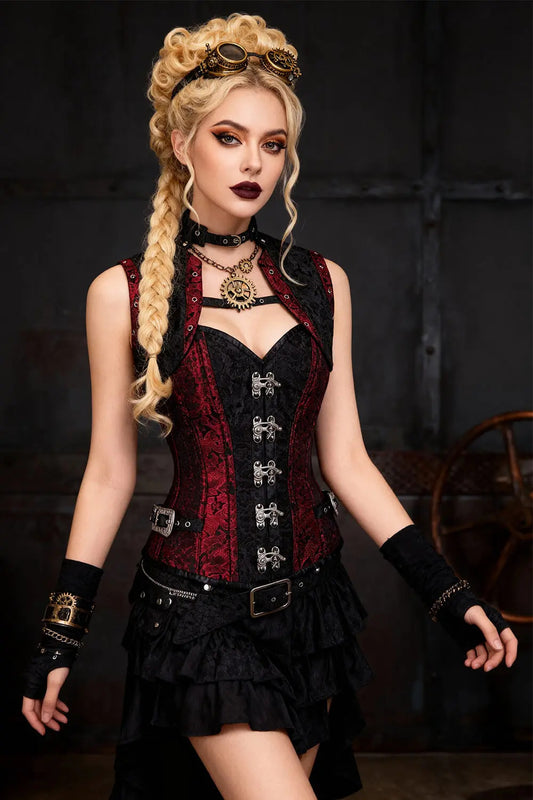 Emory Steampunk Overbust Corset with Shrug