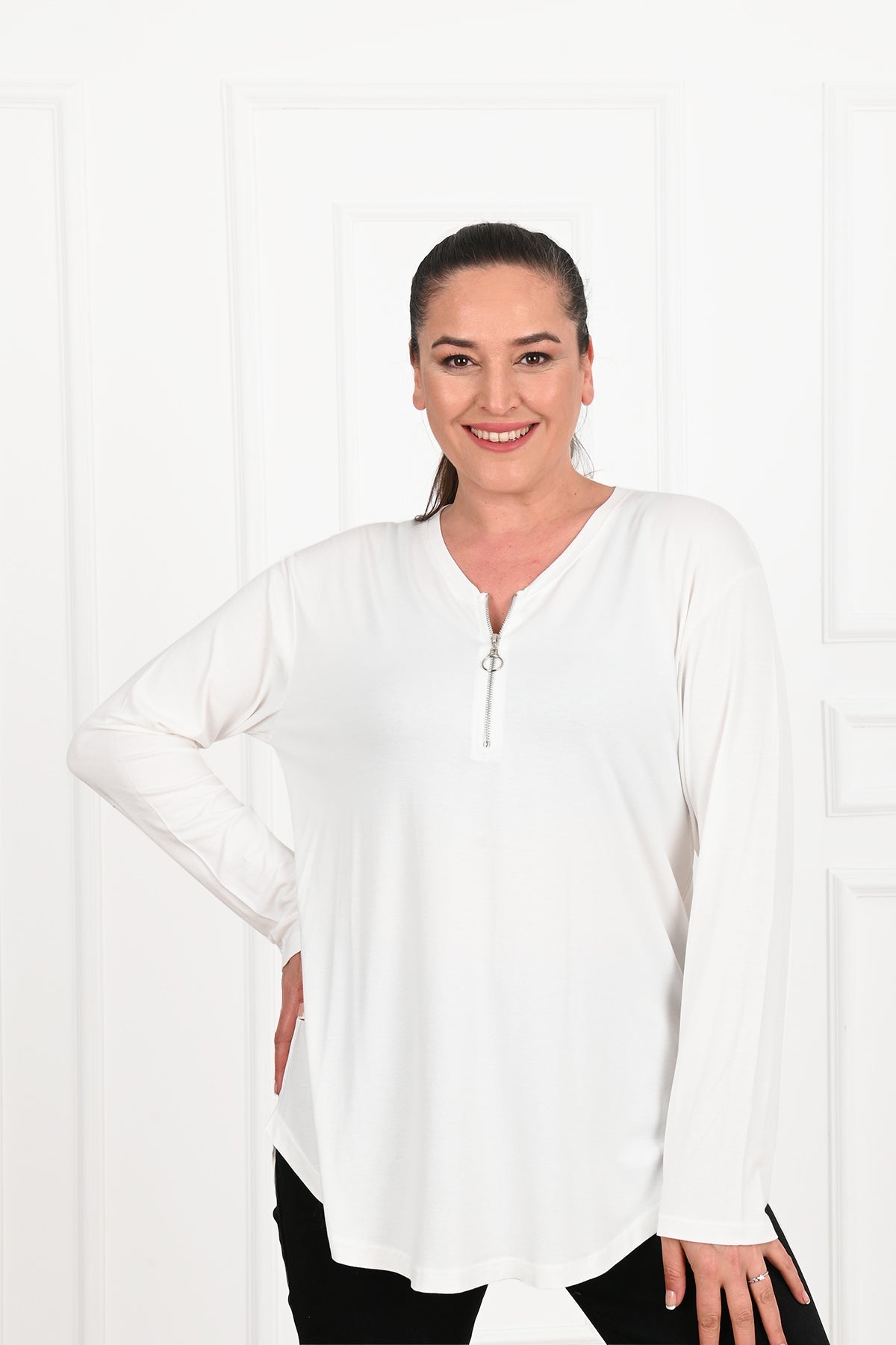 Bluza dama marimi mari cu fermoar