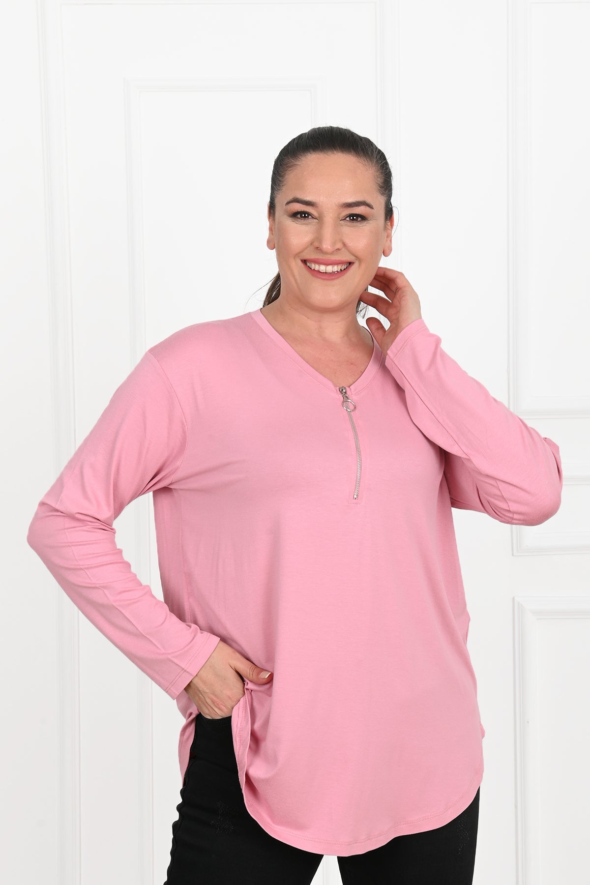 Bluza dama marimi mari cu fermoar