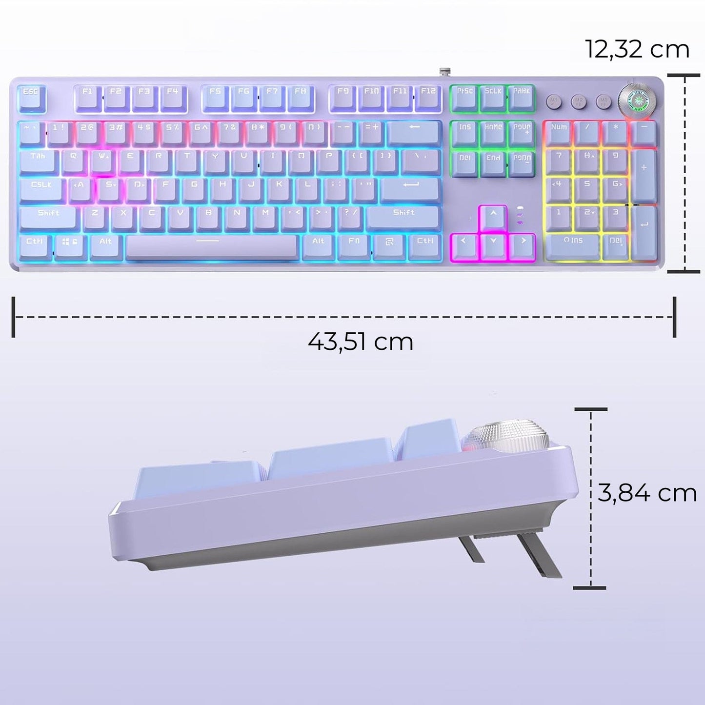 Tastatura Mecanica Gaming 104 Taste Timebox, Switch Albastru, Violet