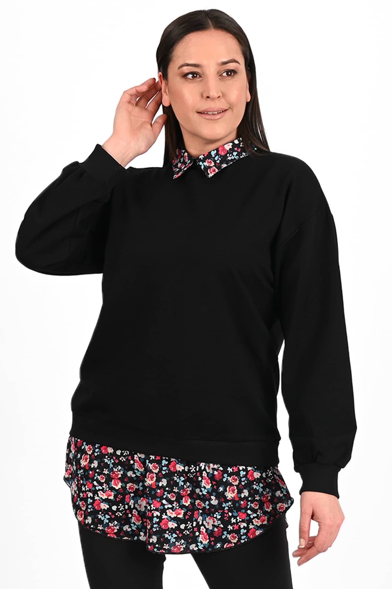 Damenbluse große Größen mit Blumenmuster