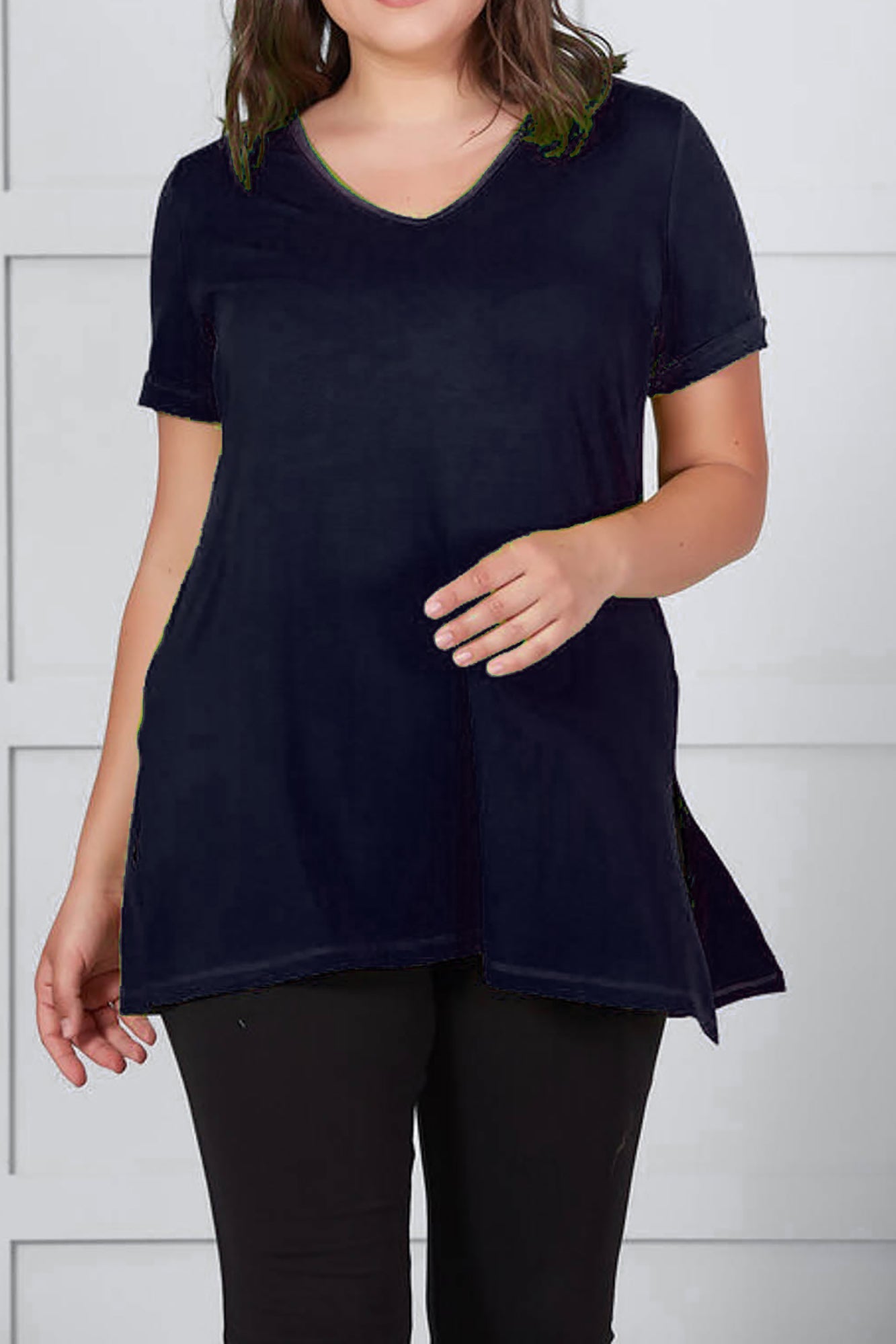 Damen-T-Shirt große Größen V-Ausschnitt