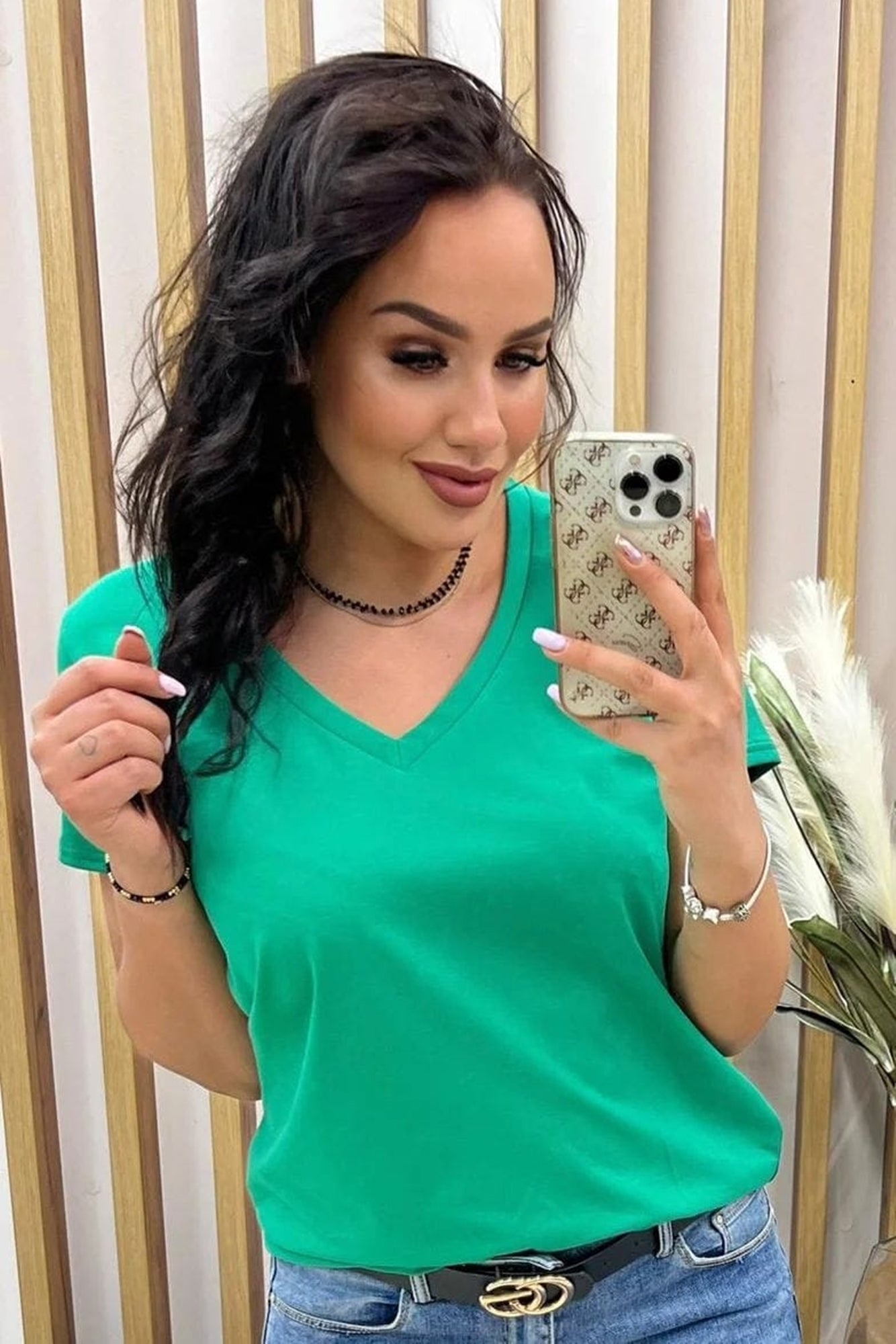 Damen-T-Shirt große Größen V-Ausschnitt