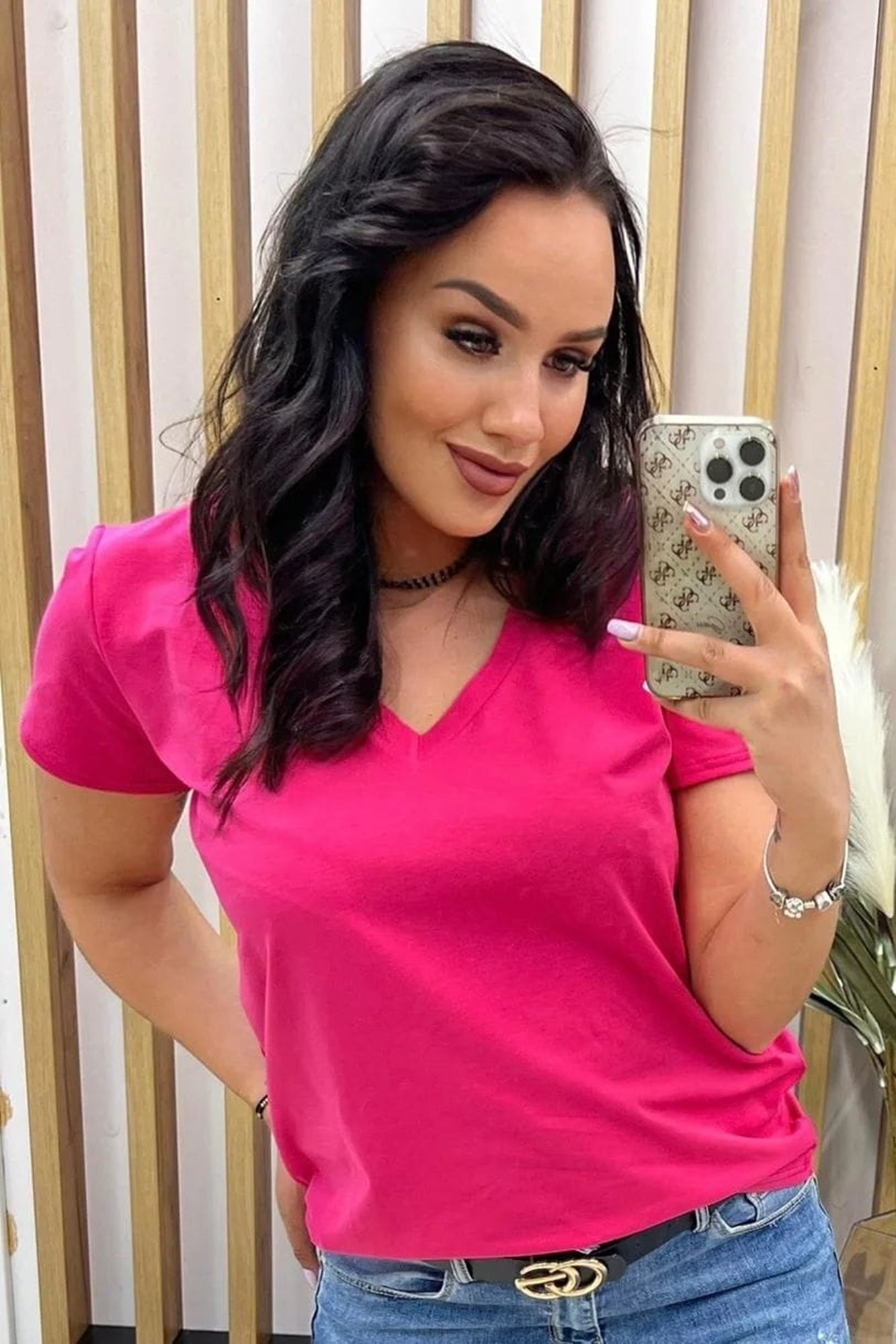 Damen-T-Shirt große Größen V-Ausschnitt