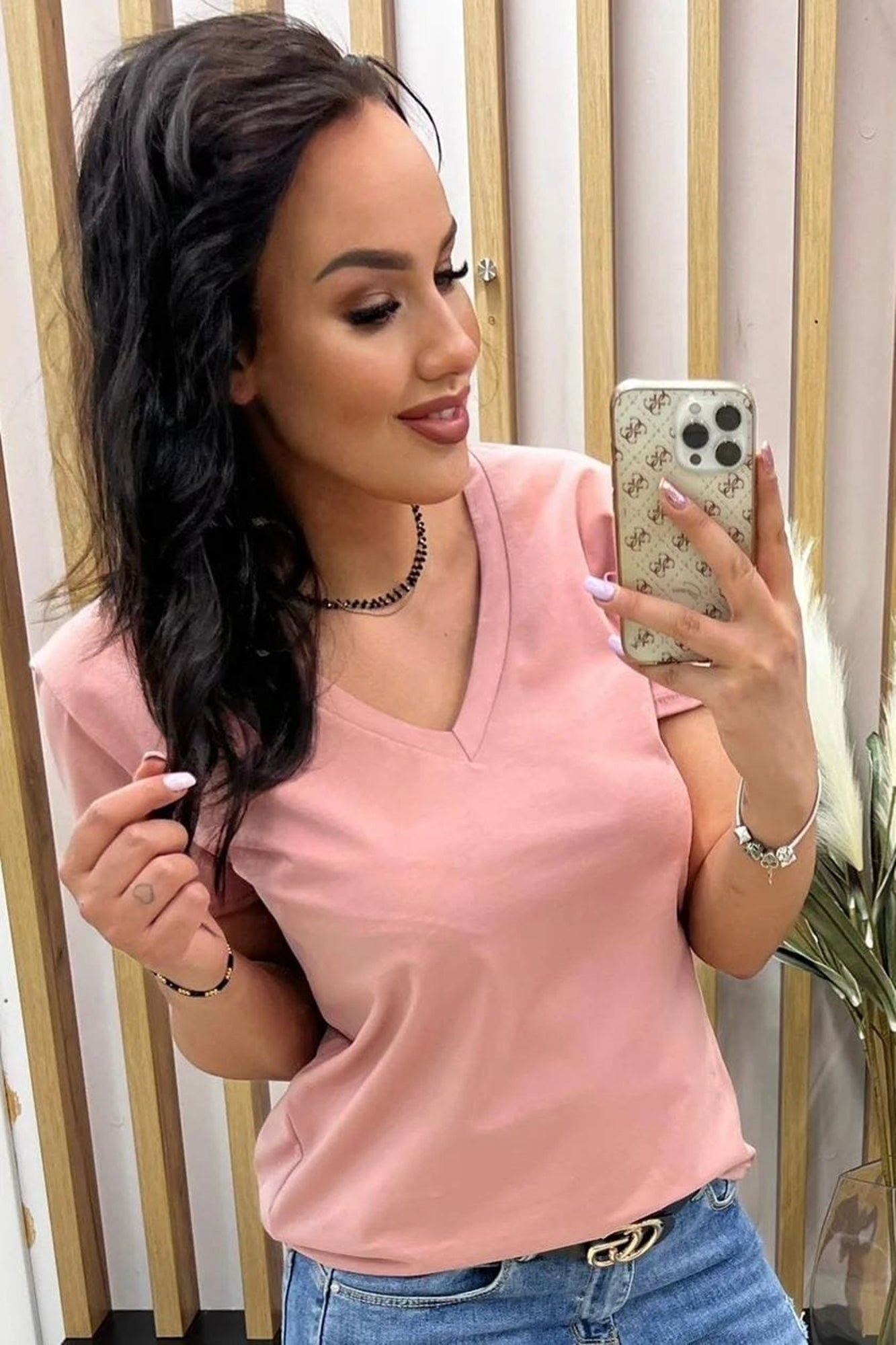 Damen-T-Shirt große Größen V-Ausschnitt