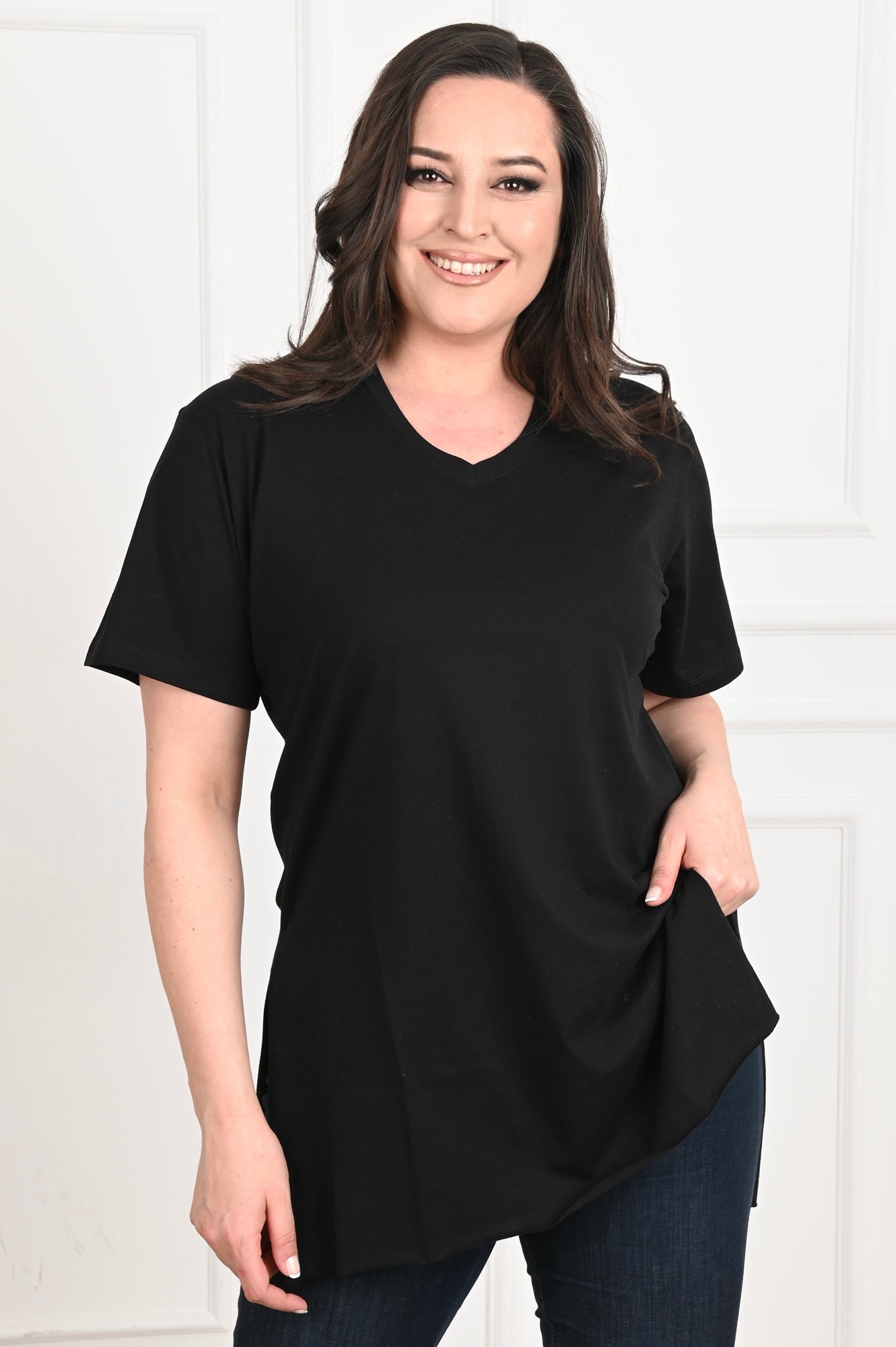 Damen-T-Shirt große Größen V-Ausschnitt