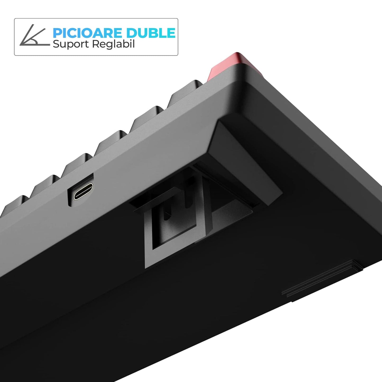 Tastatura Mecanica Gaming Timebox, Red Swtich, 60%, Lumini LED, Negru Gri