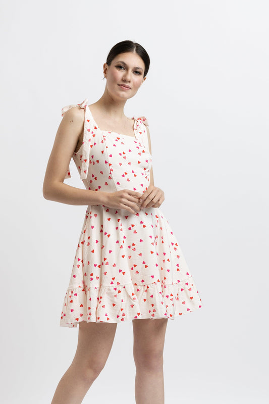 Kurzes Kleid aus Satin und Baumwolle