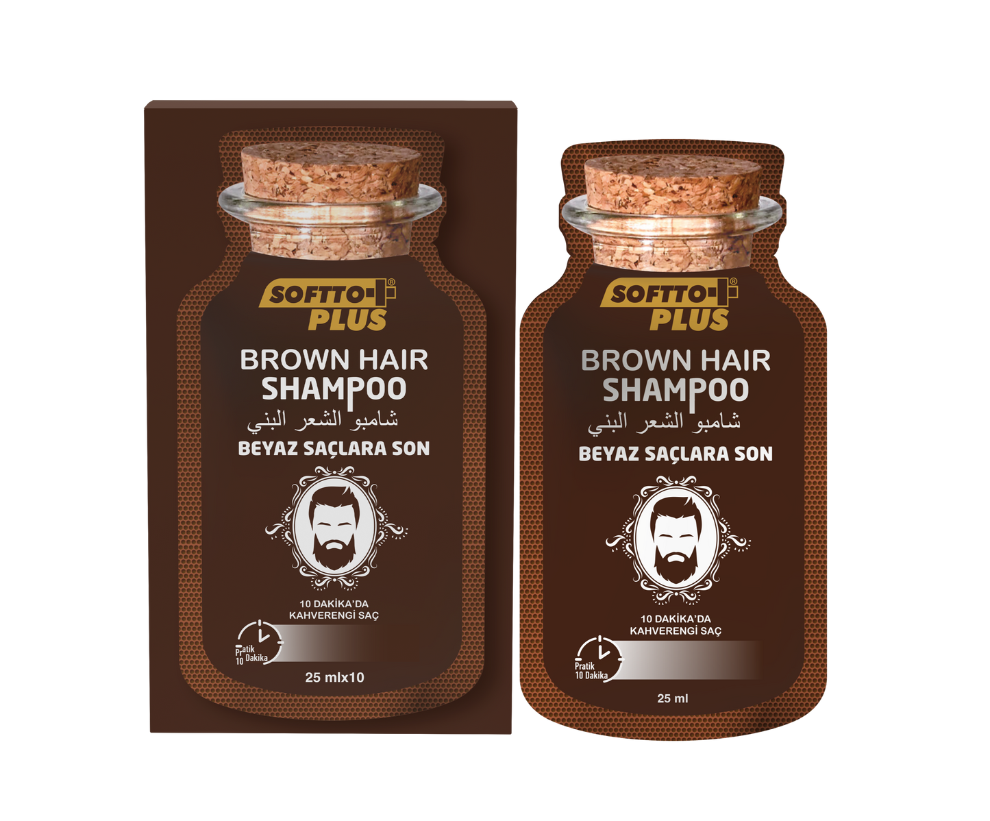Szampon koloryzujący do włosów białych – odcień ciemnego kasztana – 10x25ml