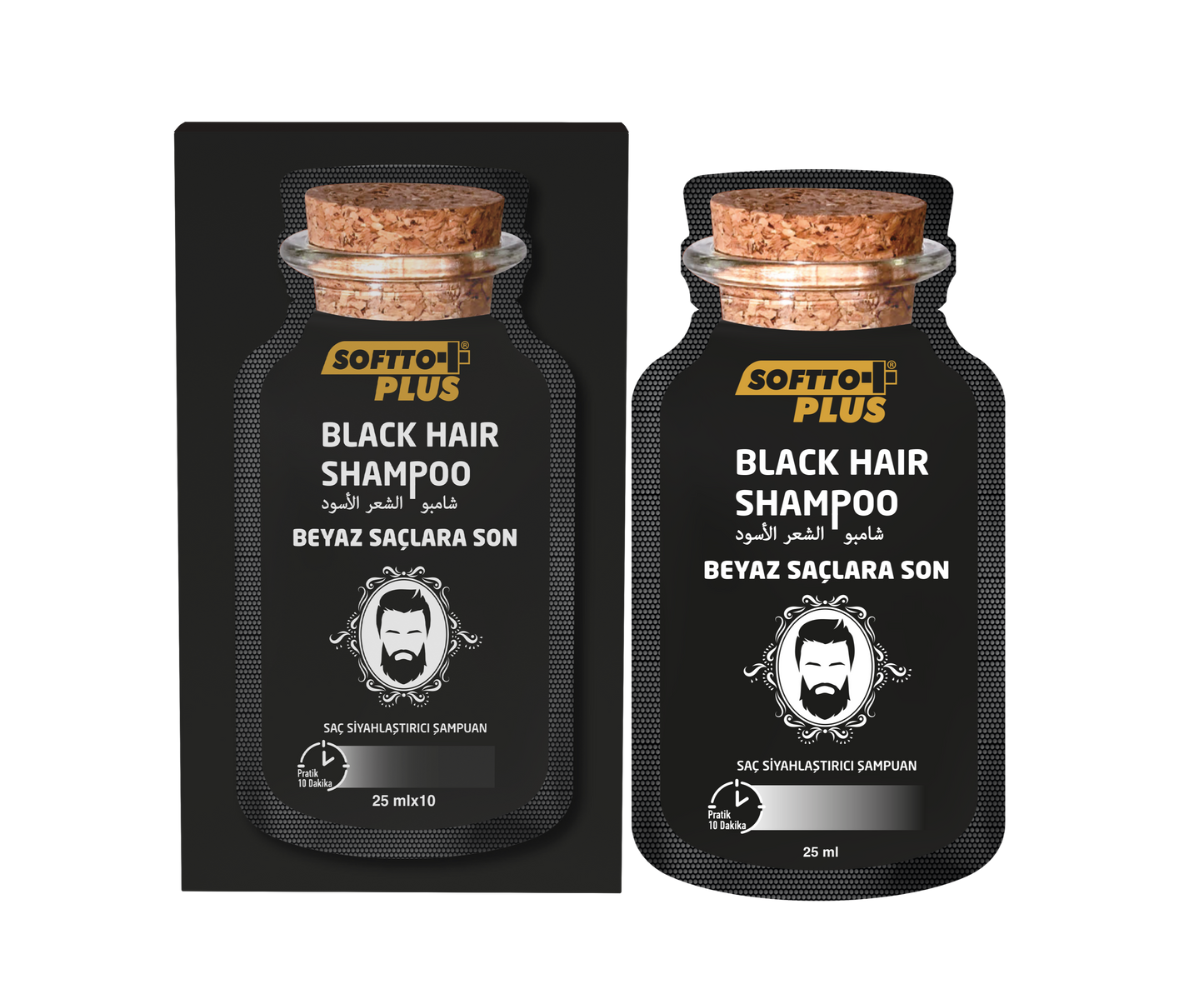 Farbshampoo für weißes Haar – Dunkelschwarz – 10 x 25 ml