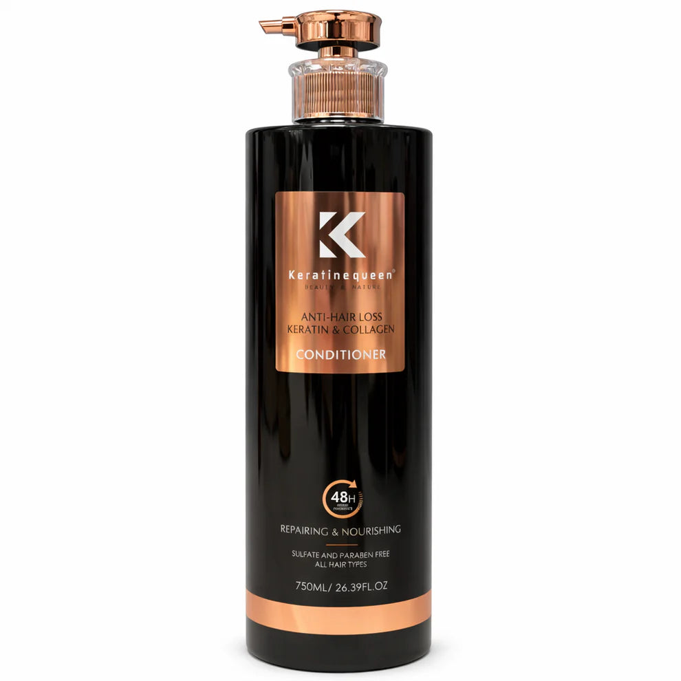 Balsam Keratin Queen Anti-Hair Loss cu Keratină și Colagen – hidratare, fortifiere și reducerea căderii părului 750 ml
