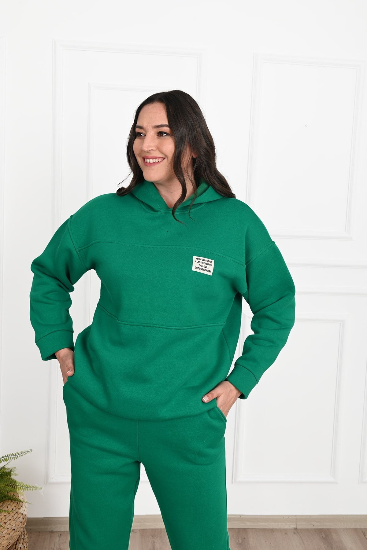 Gefütterter Damen-Trainingsanzug Übergröße Classic