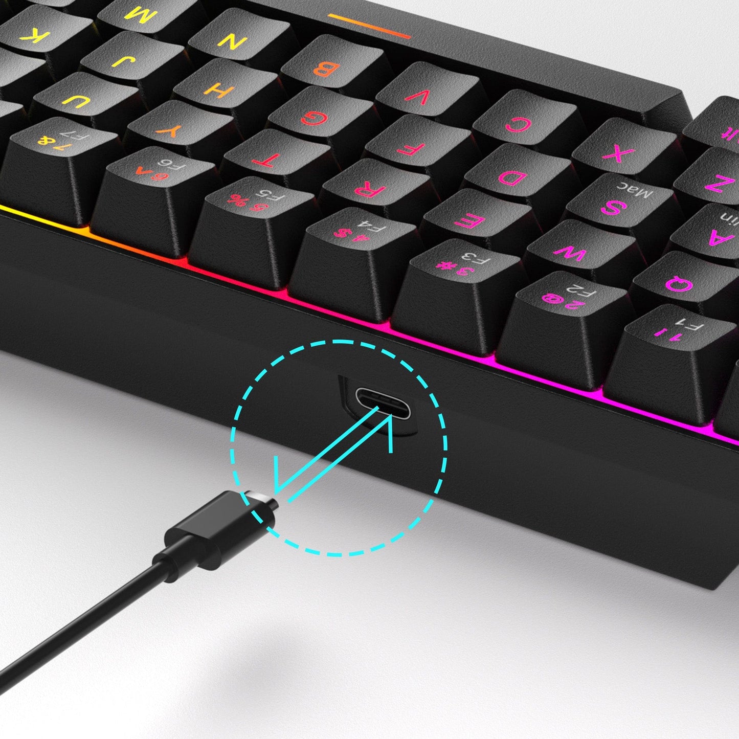 Tastatura Mecanica Gaming Timebox, 60%, Anti-Ghosting, Negru
