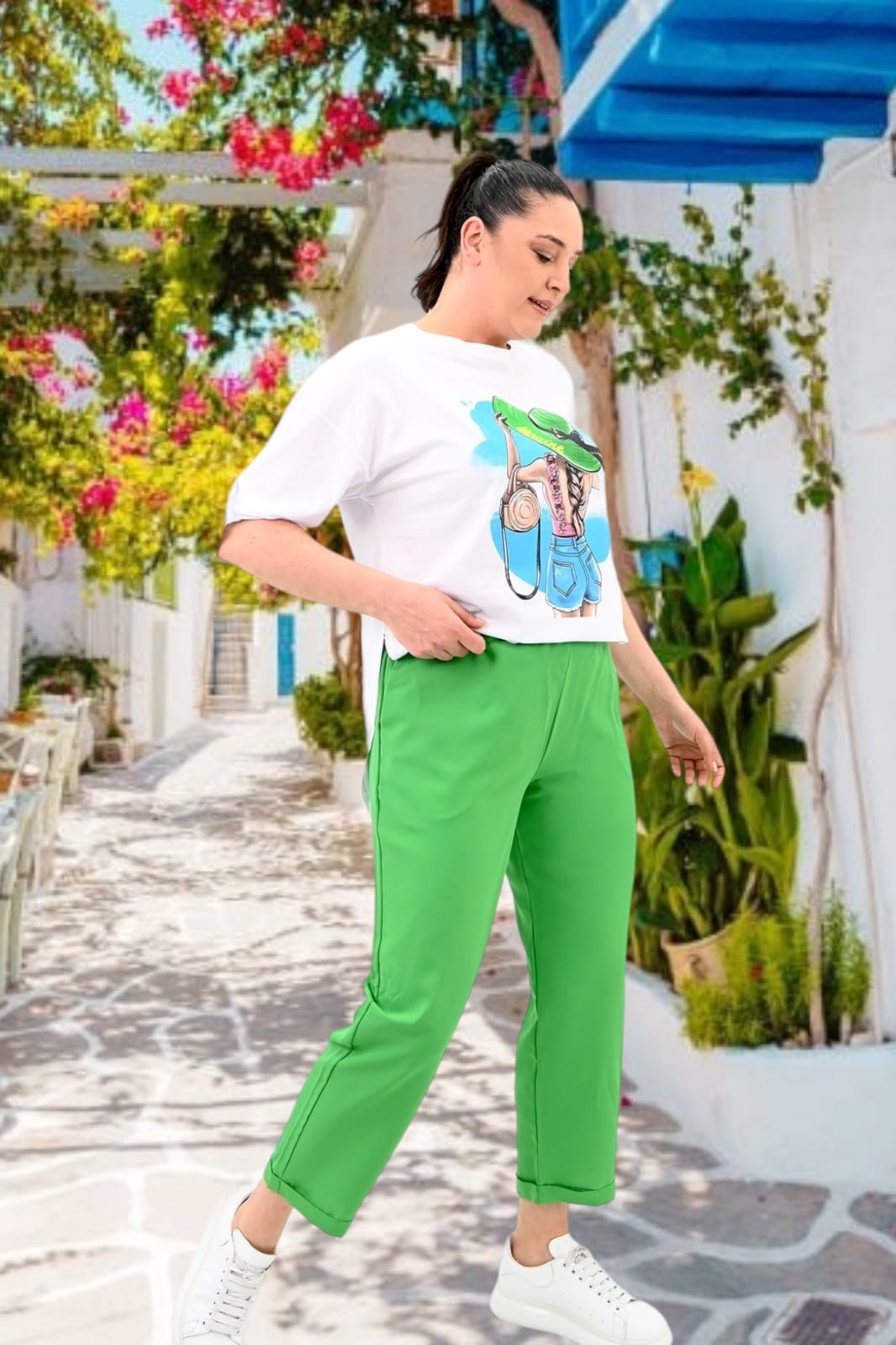 Hosen- und Blusen-Set mit Print