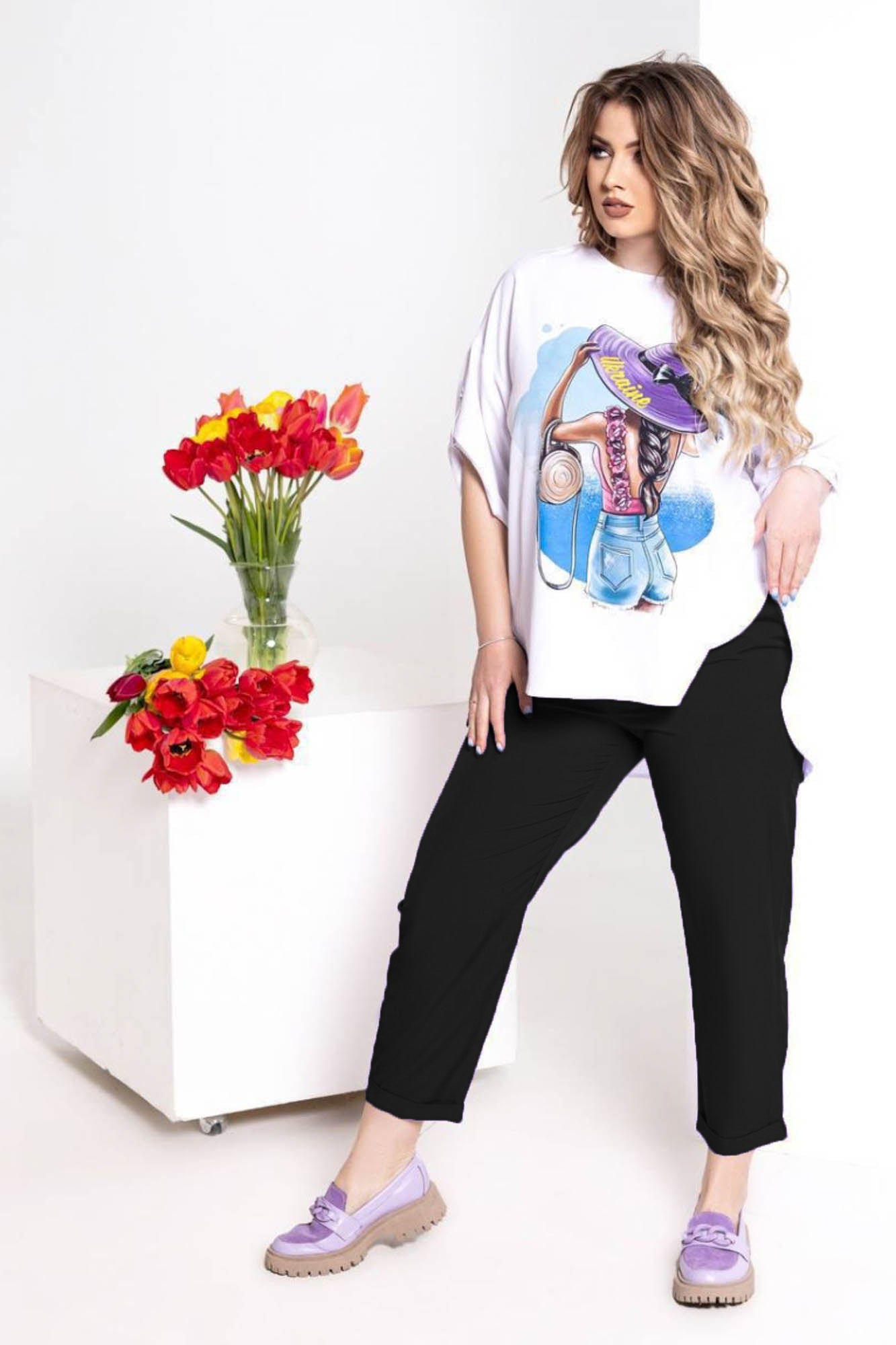 Hosen- und Blusen-Set mit Print