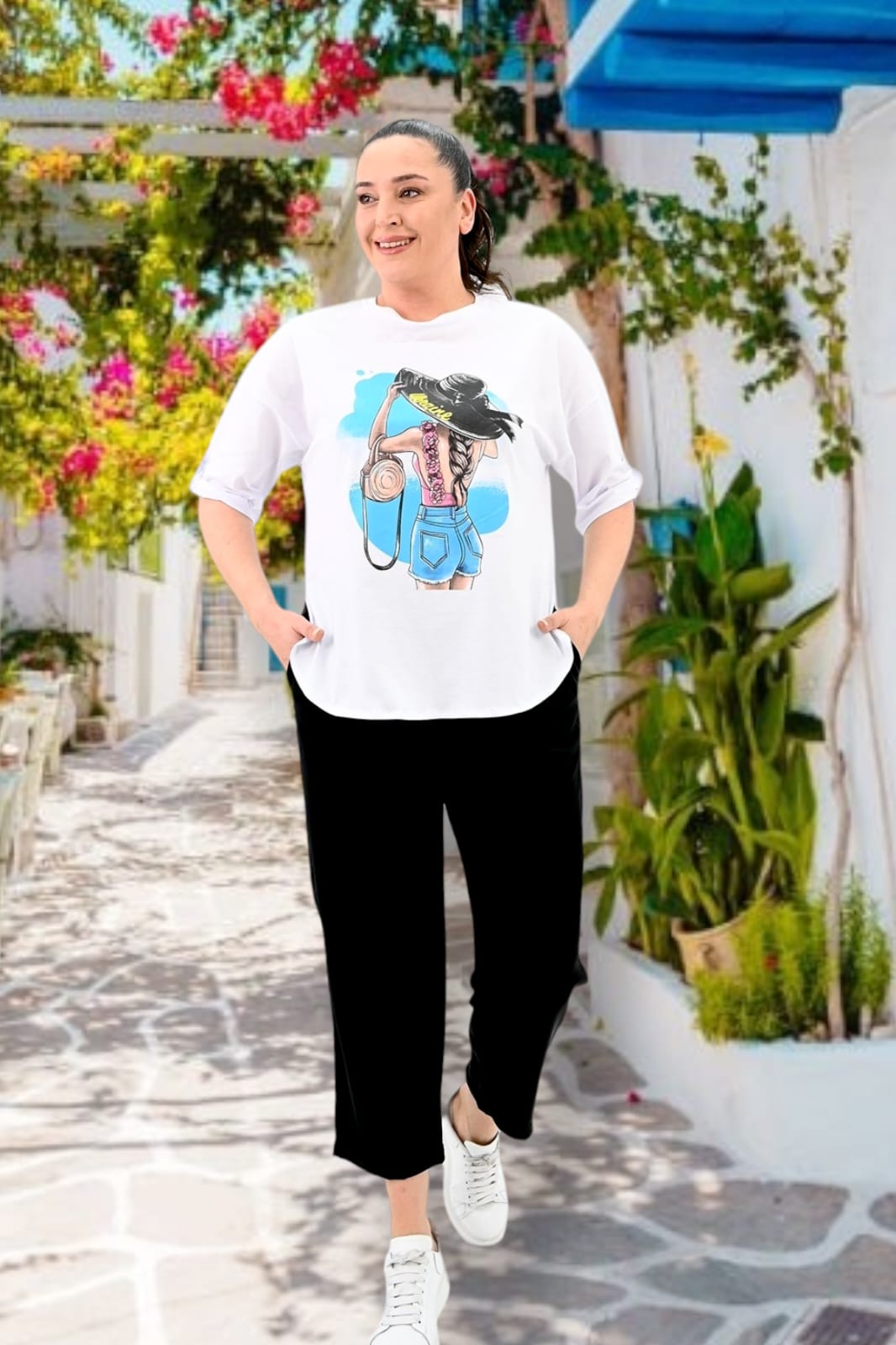 Hosen- und Blusen-Set mit Print