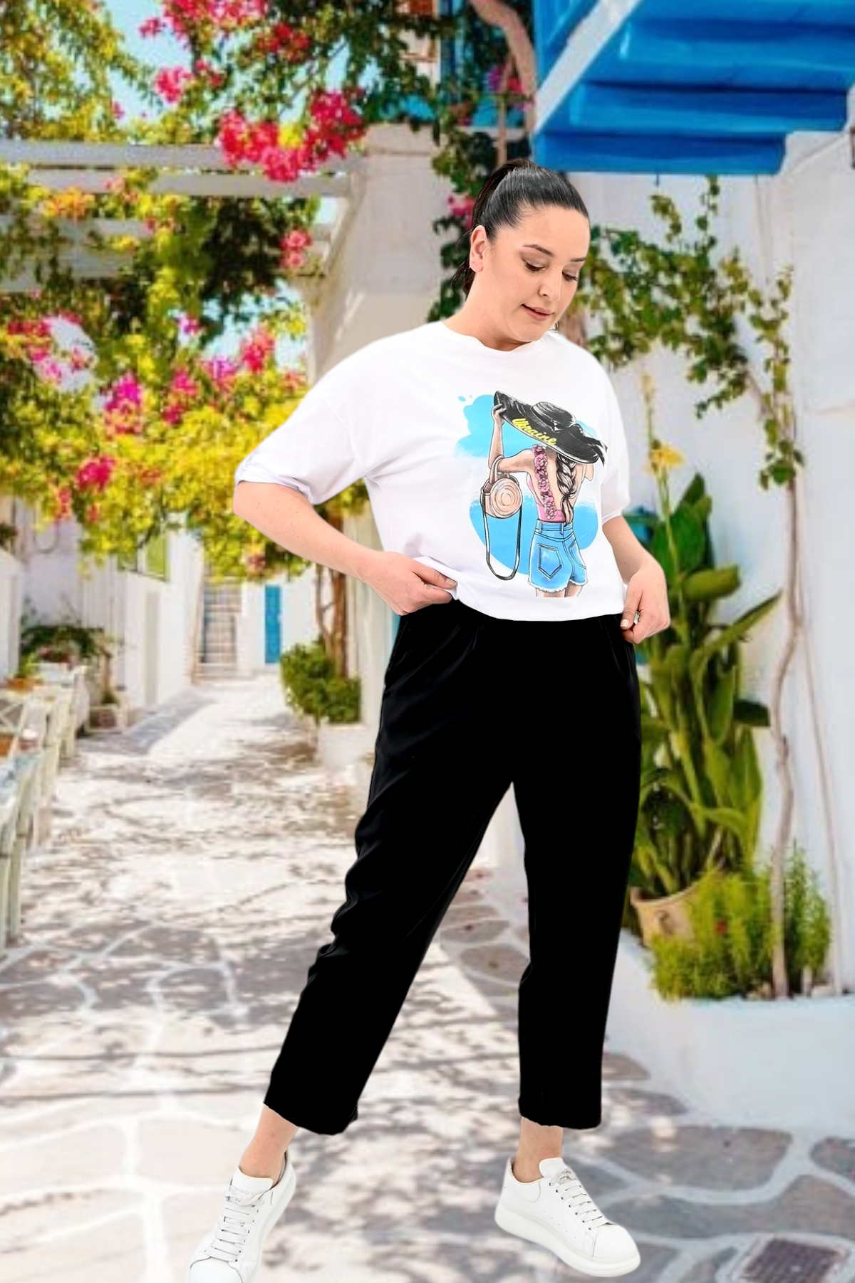 Hosen- und Blusen-Set mit Print