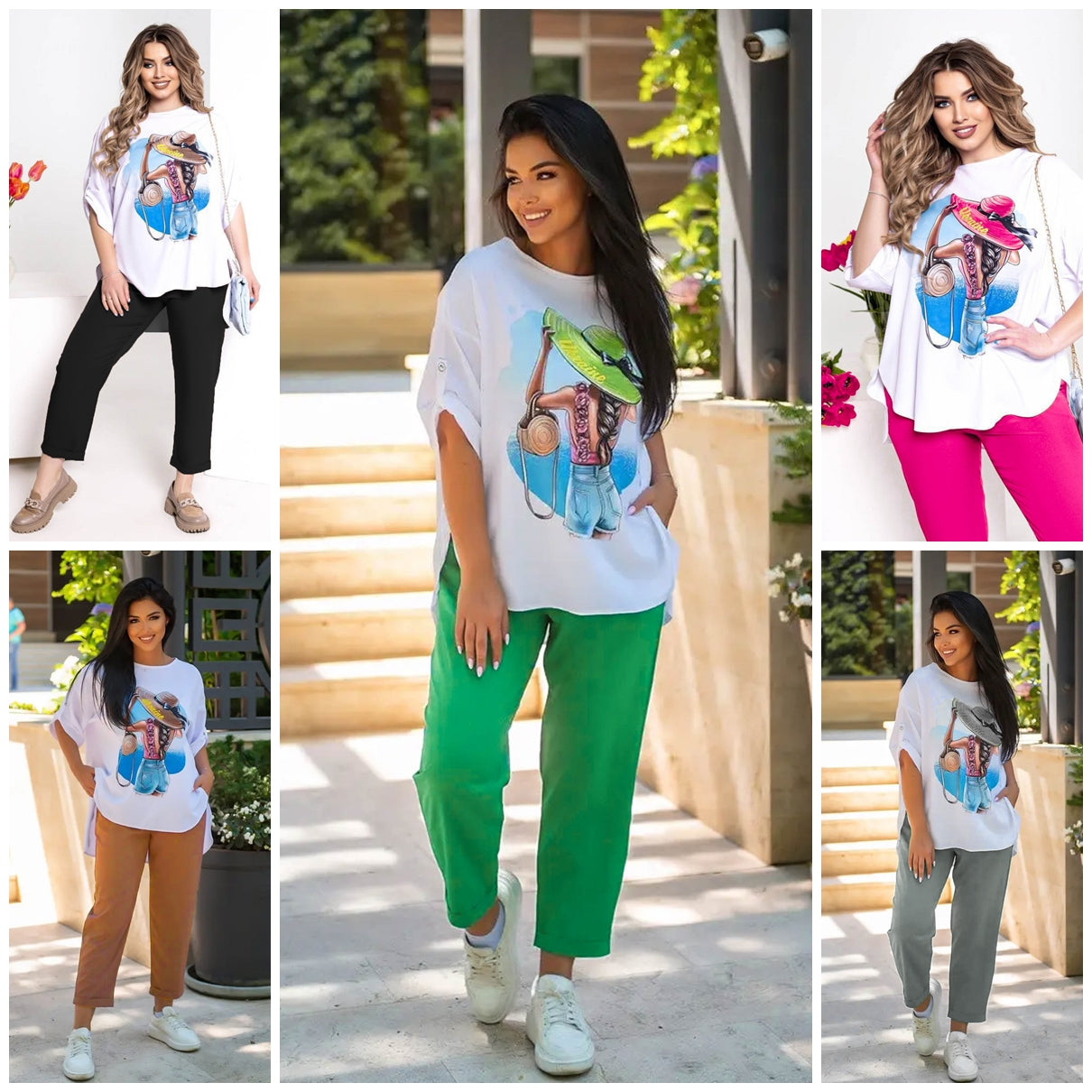 Hosen- und Blusen-Set mit Print
