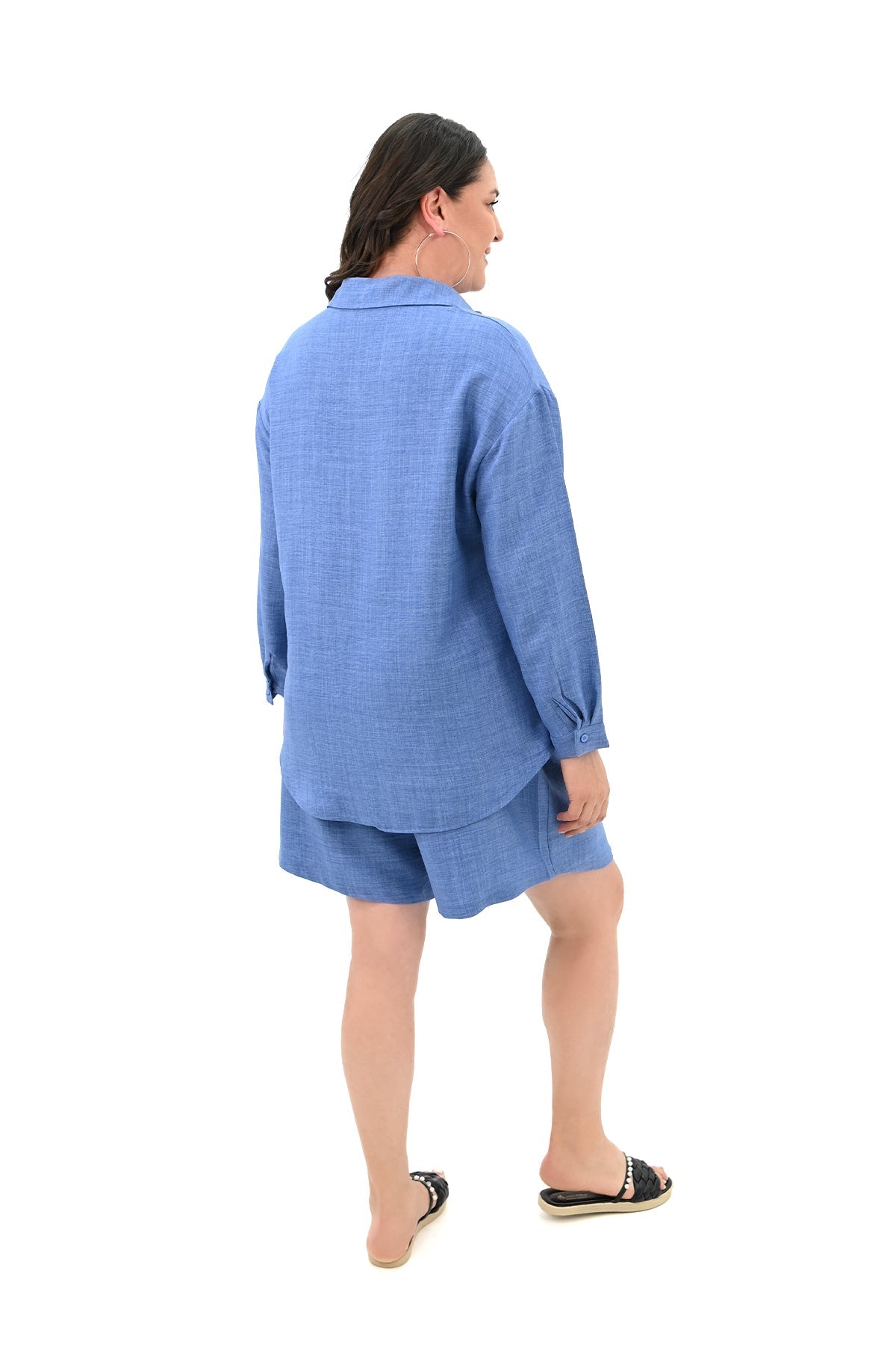 Set dama marimi mari  pantaloni scurti cu camasa
