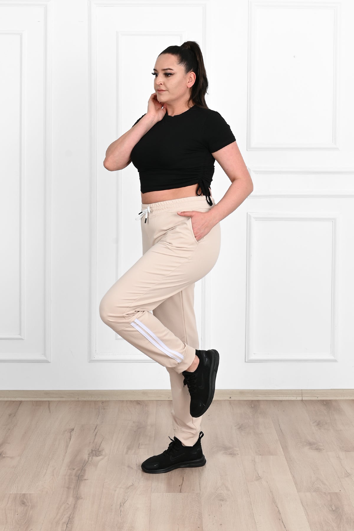 Damen-Jogginghose in großen Größen mit Streifen