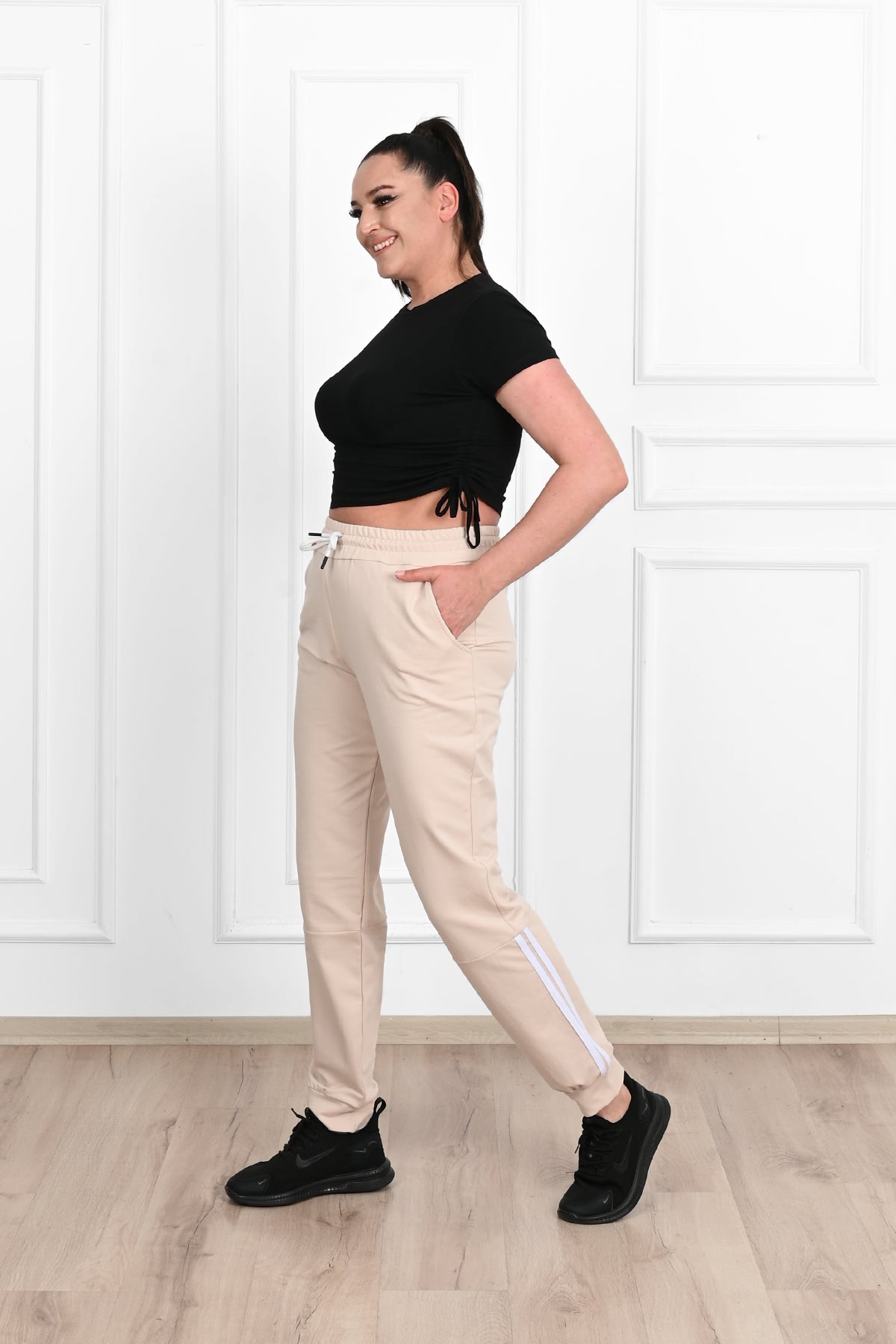 Damen-Jogginghose in großen Größen mit Streifen
