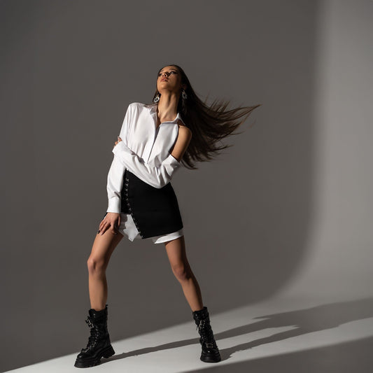 Oversized Hemdkleid mit Schulterausschnitt