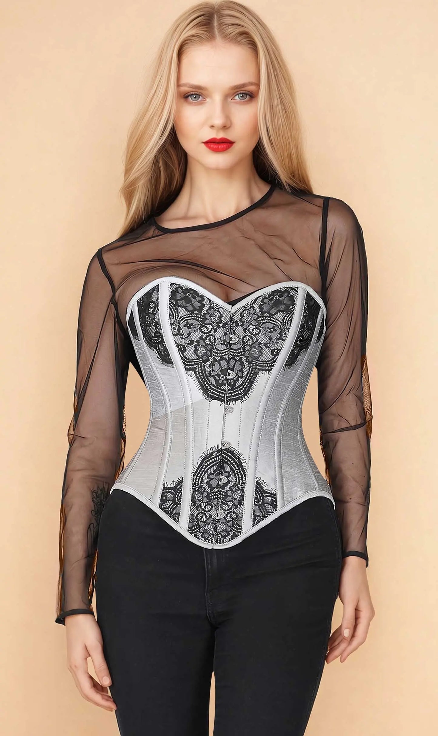 Corset Bruce Overbust Silver – Eleganță Modernă și Siluetă Perfect Conturată