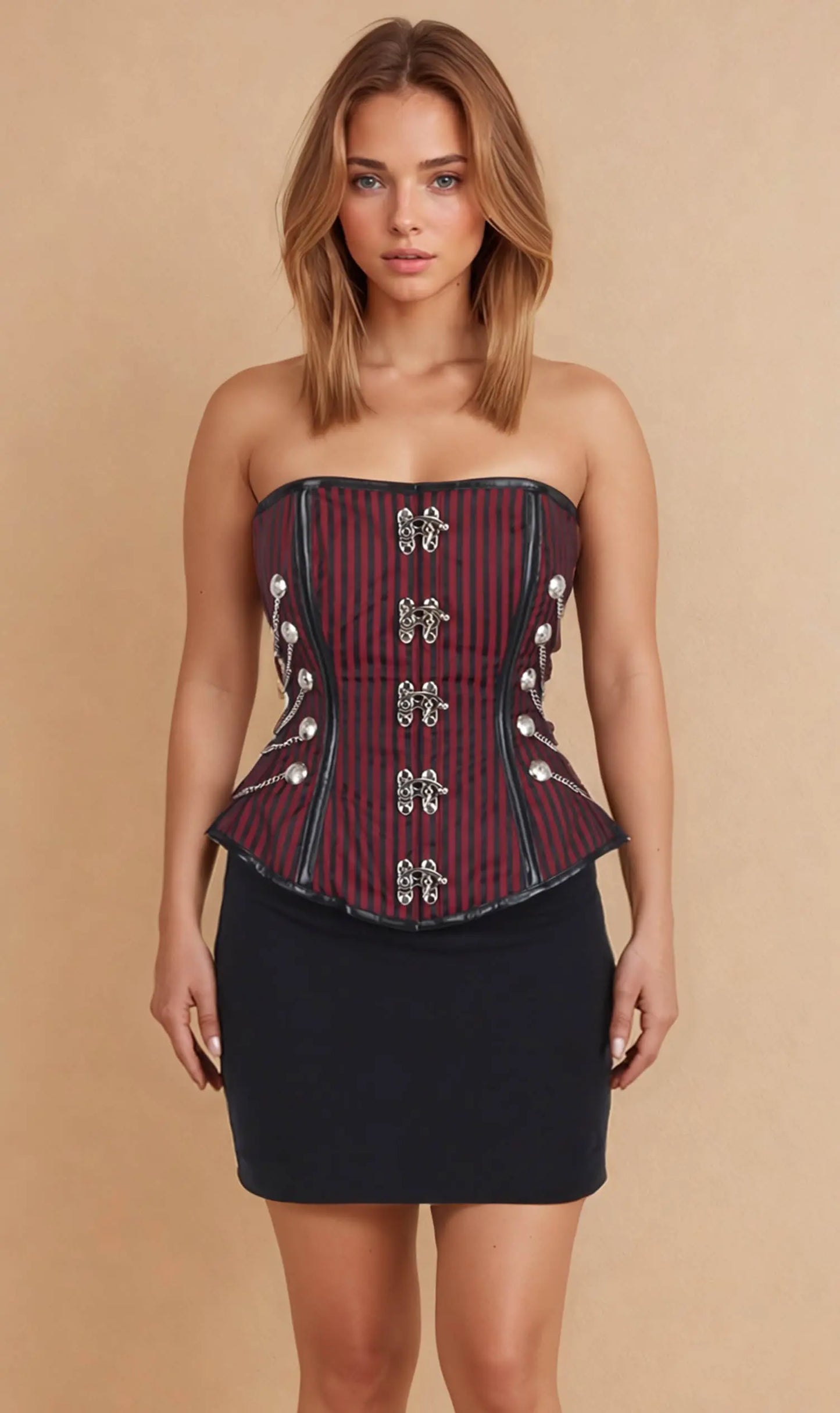 Korsett Arleth Overbust Steampunk – Viktorianischer Stil mit industriellen Akzenten