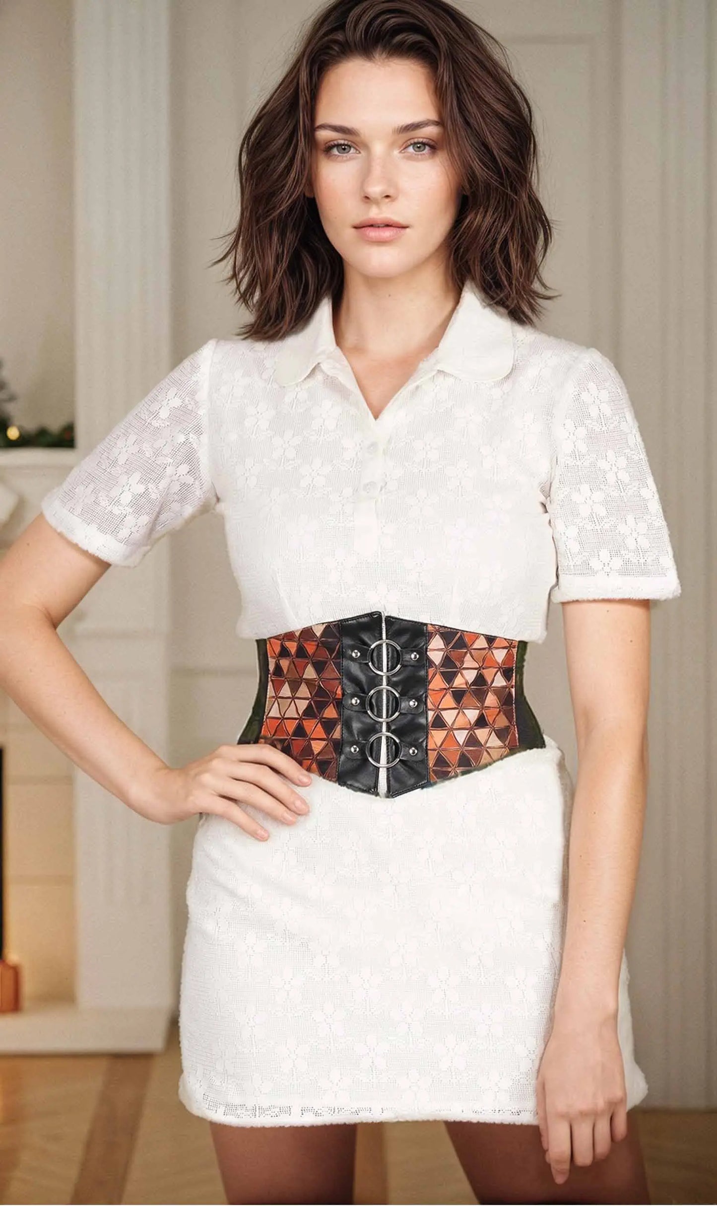 Curea Tip Corset Niabi din Satin Imprimat Bunny Corset