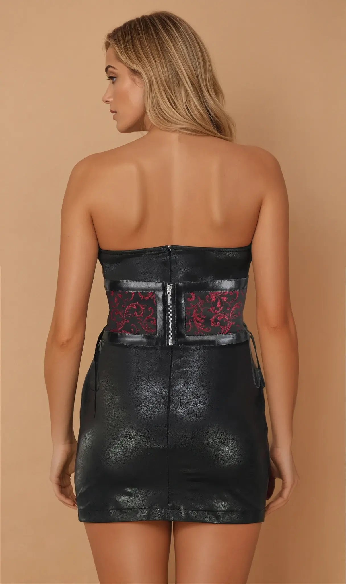 Whitley Corset Inspired Belt – Pas z gorsetową inspiracją z bordowego brokatu