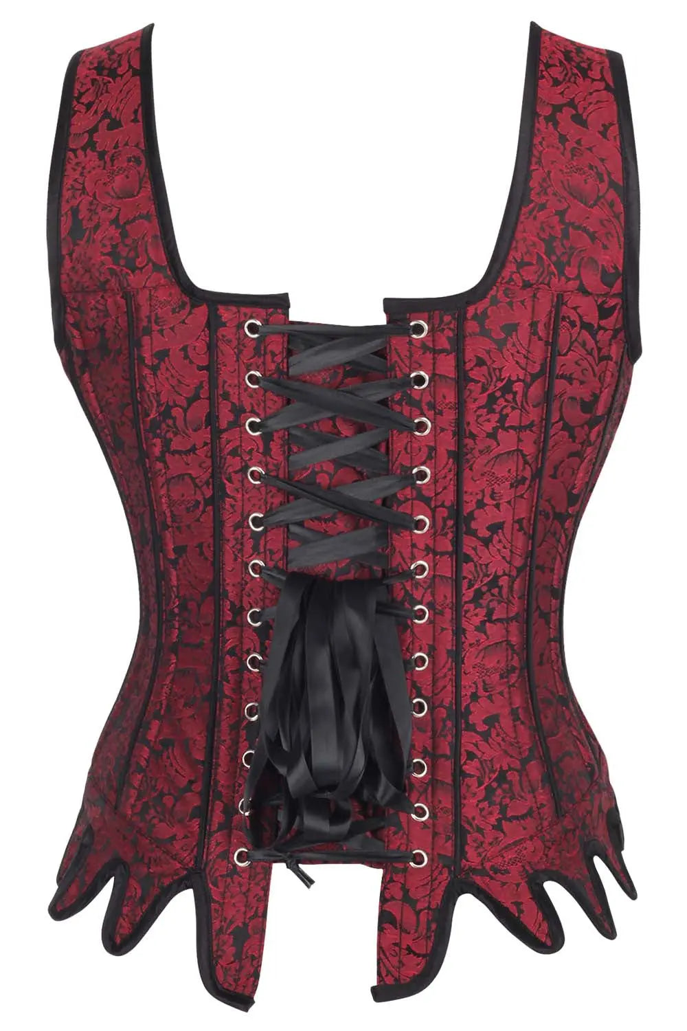 Charity Maroon – Corset Overbust din Brocart