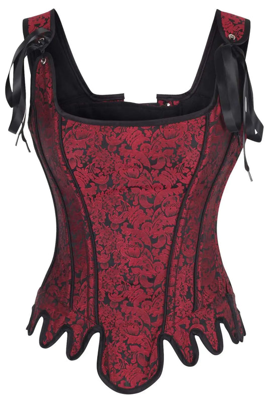 Charity Maroon – Gorset Overbust z Brokatu